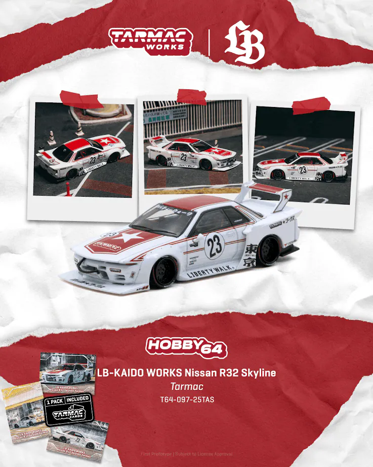 預訂 Pre Order - Tarmac Works ( T64-097-25TAS ) LB-KAIDO WORKS Nissan R32 Skyline