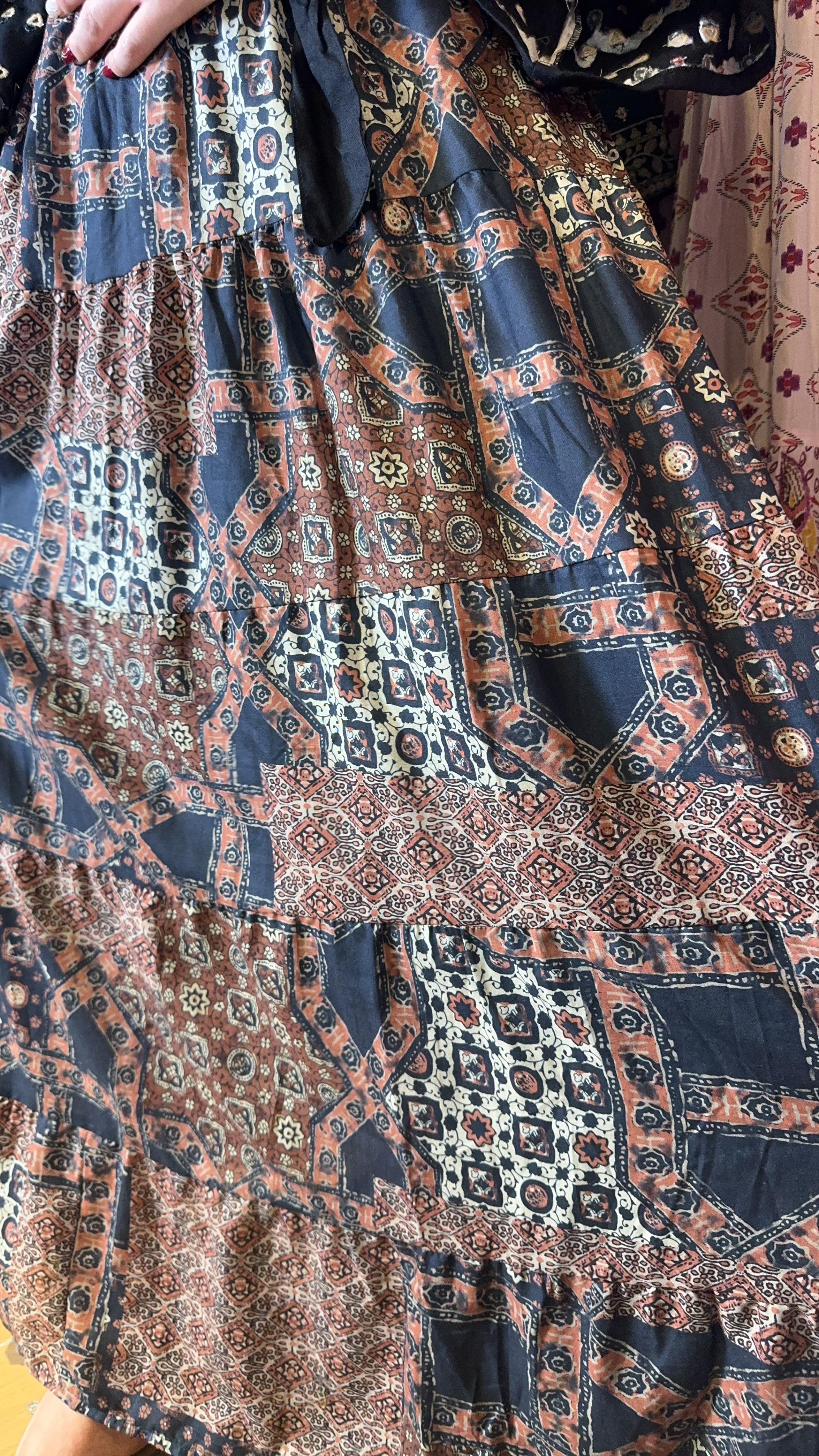 Earth Tone Patchwork Skirt 39" #1385