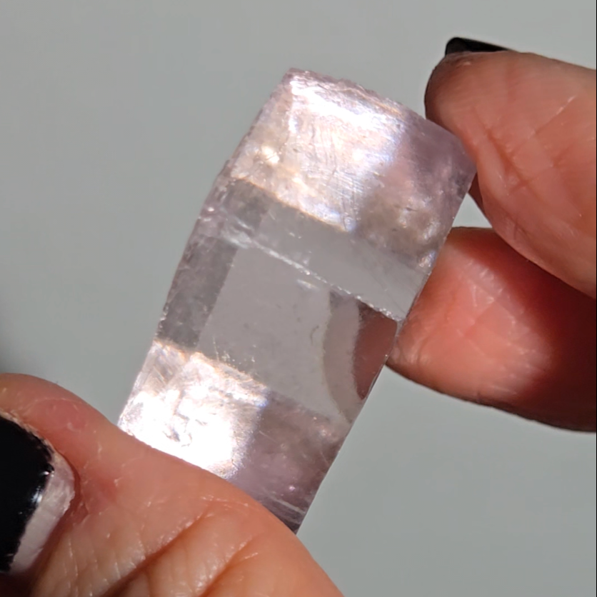 Purple calcite cube with silver rutiles - PC7