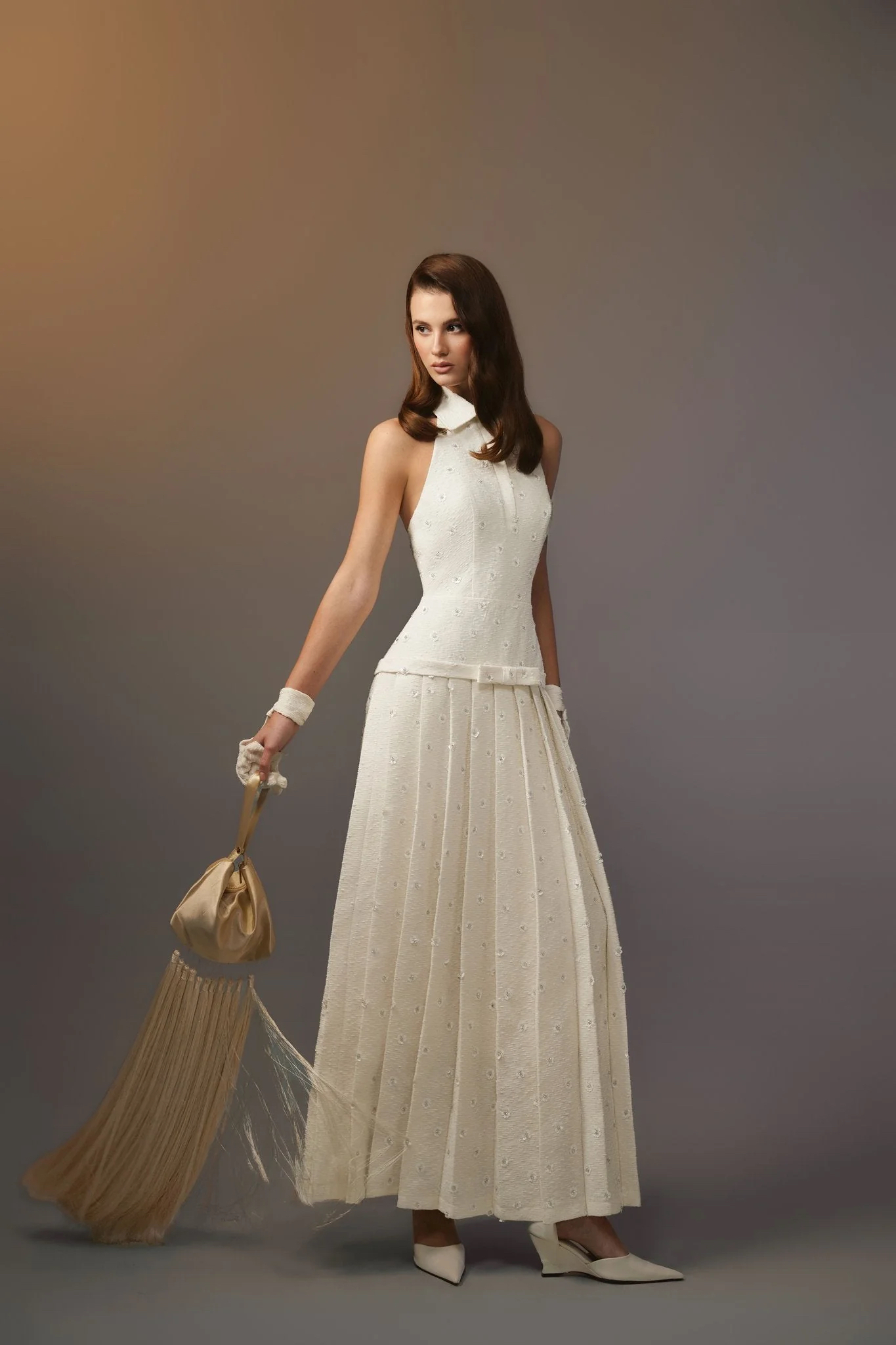 White Kodemari Bow Dress