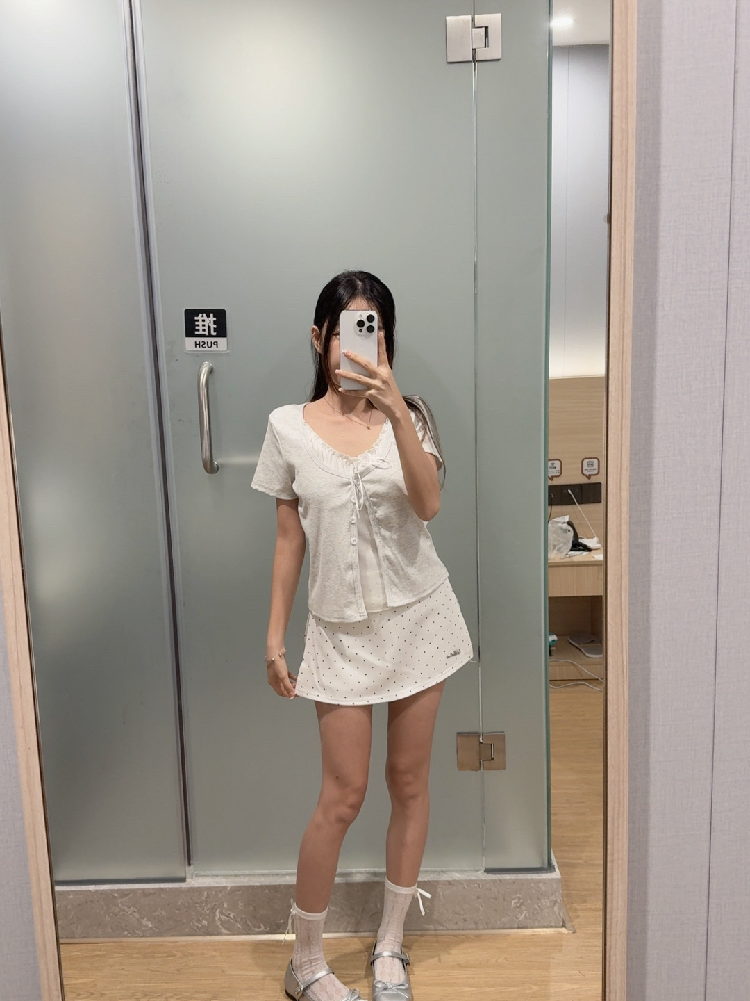 韩系假两件温柔风系带开衫上衣R3108