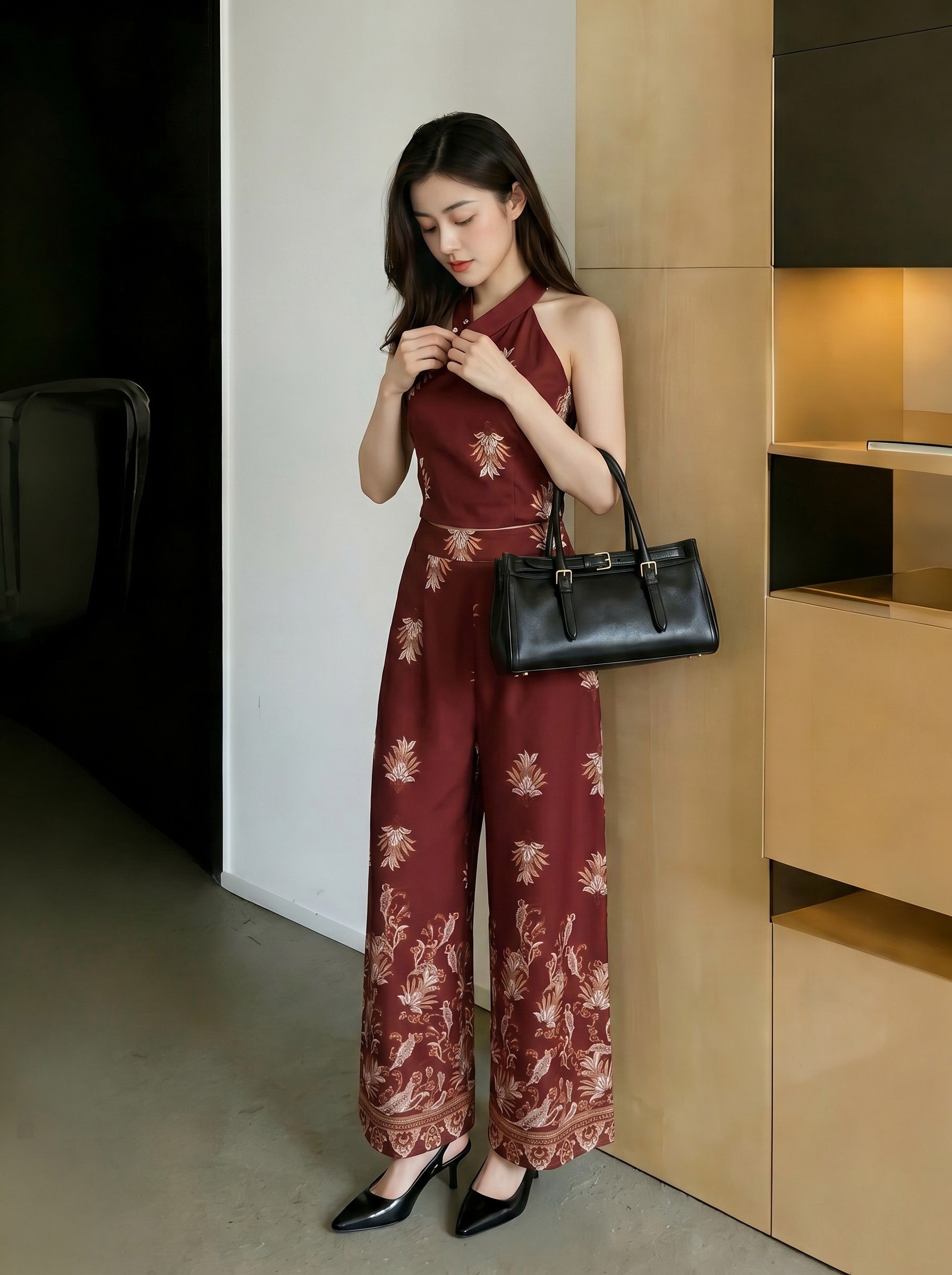 Heritage Halter Top with Wide Leg Set M228