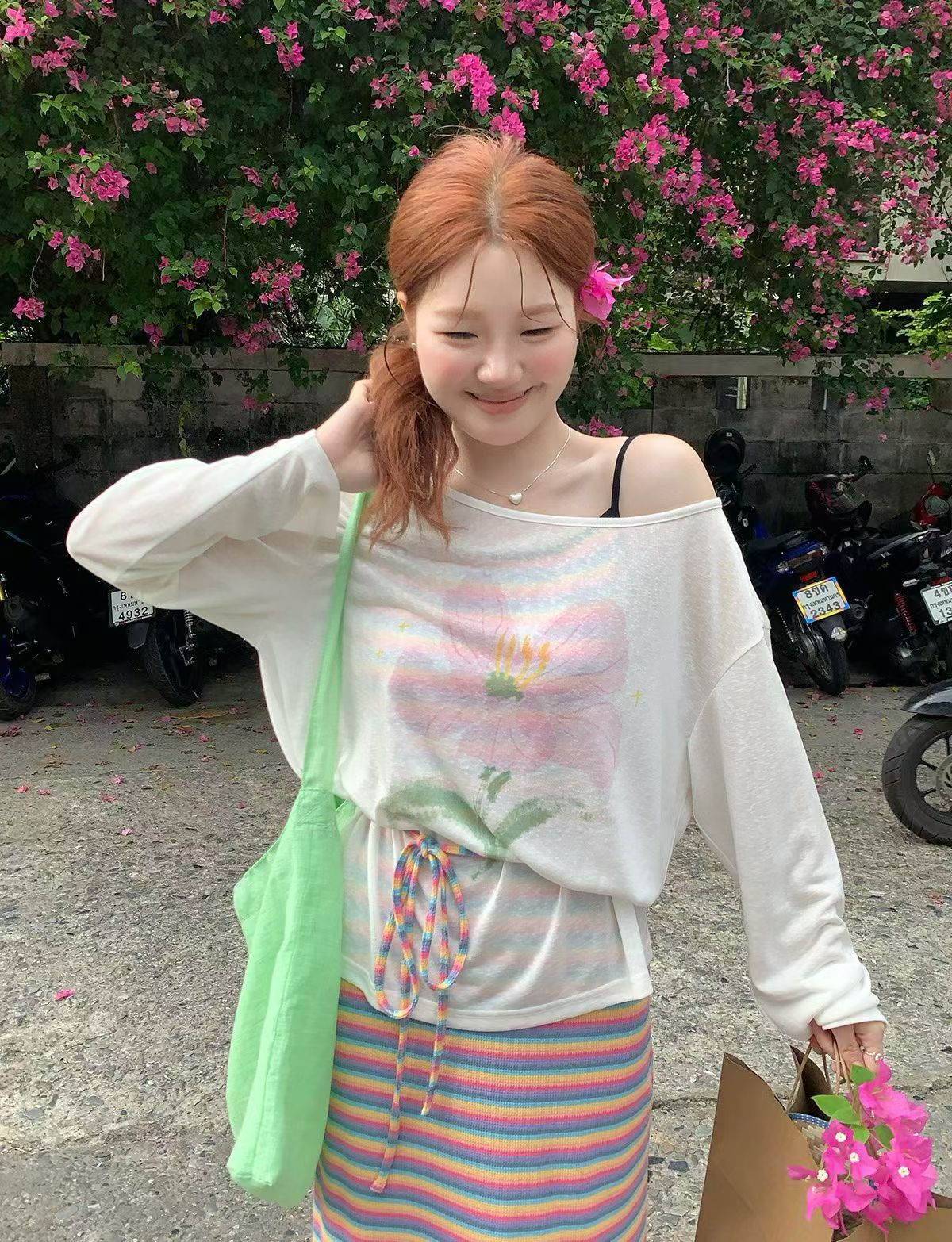 1750 Cozy Striped Knit Set Freesize柔糯彩虹条针织套装