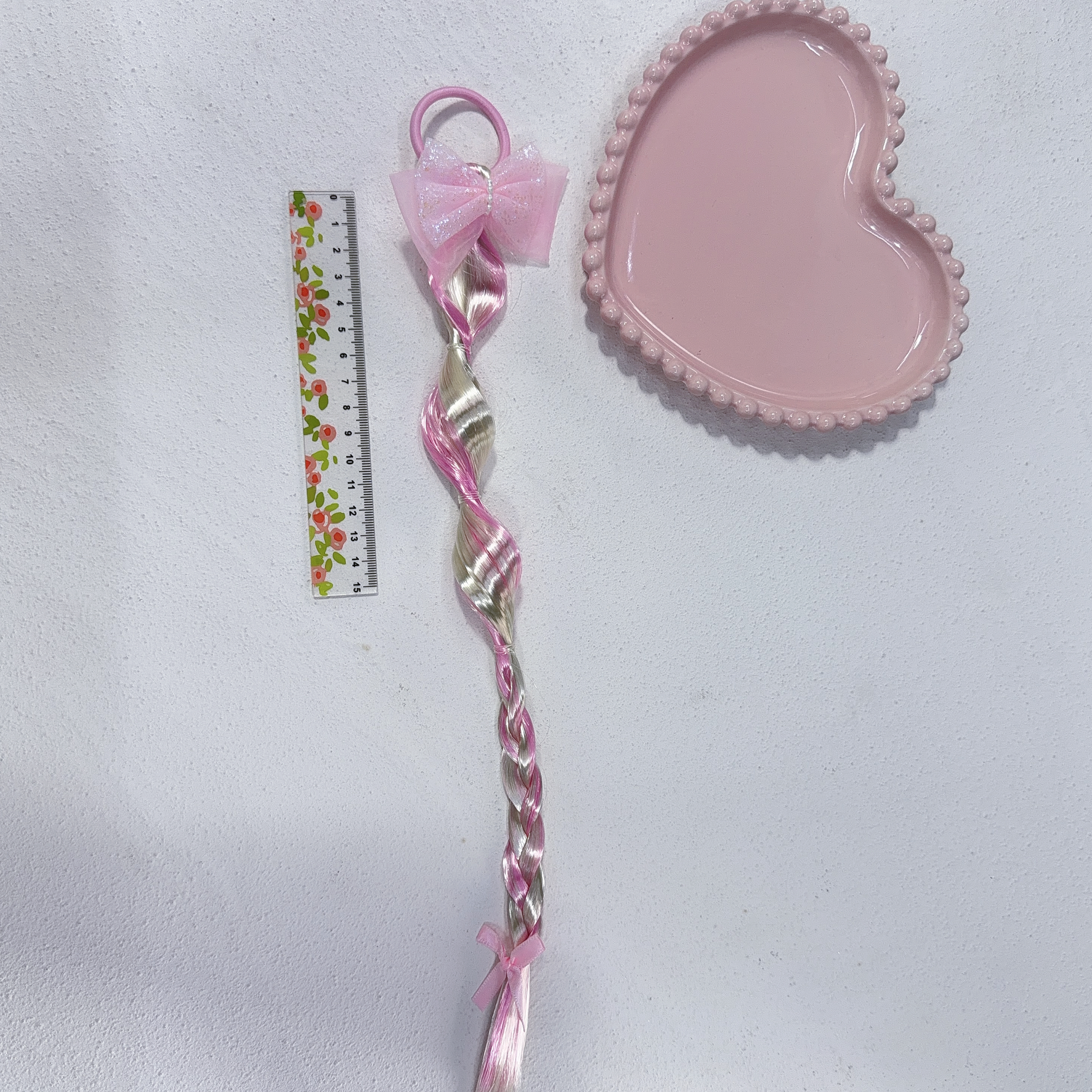 Girls Colorful Bubble Braids Wig Hair Ties with Glitter Bow 女孩繽紛泡泡假髮辮子髮圈附閃亮蝴蝶結