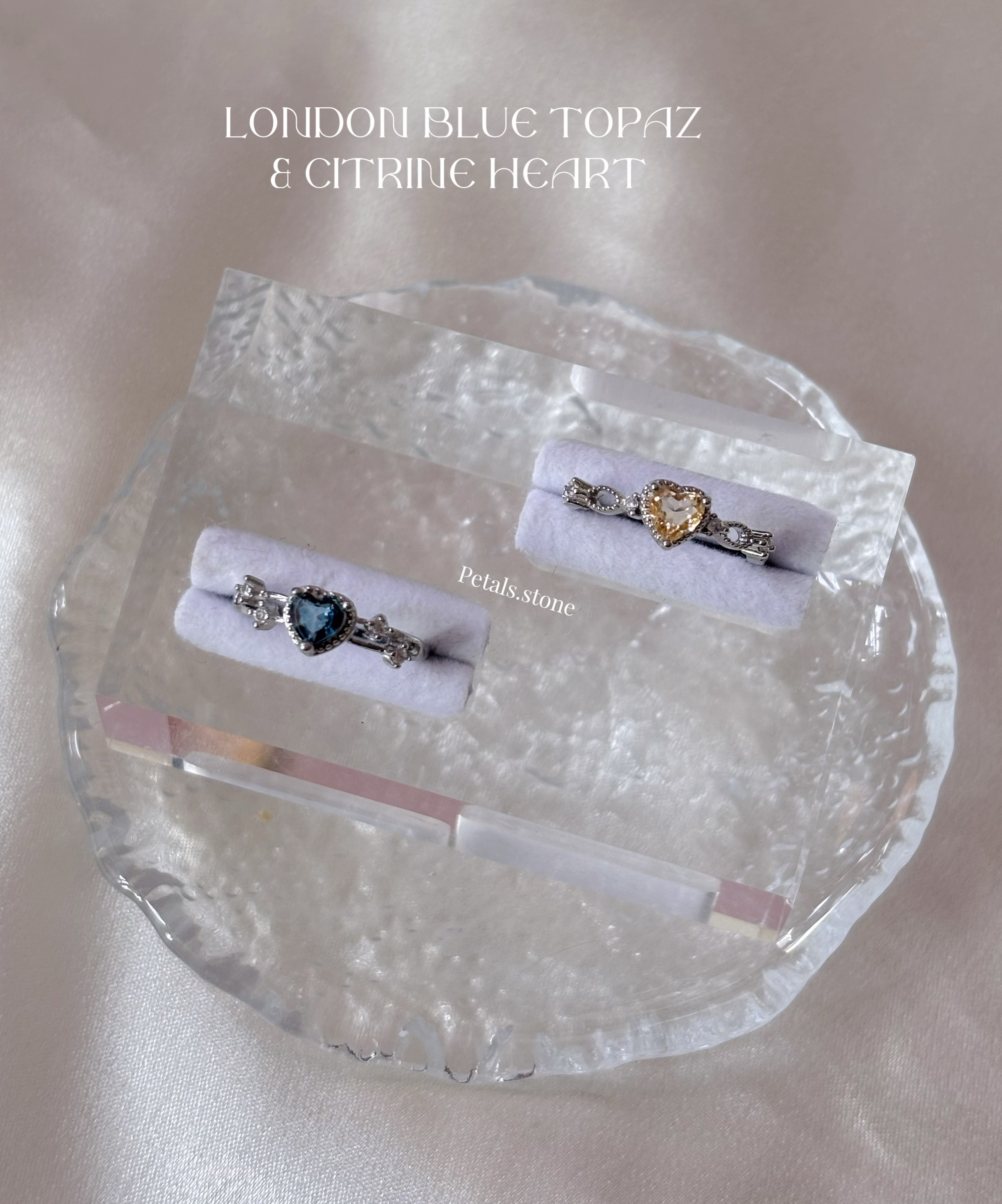 London Blue Topaz & Citrine Heart Ring💍 |  倫敦藍托帕石 黃水晶
