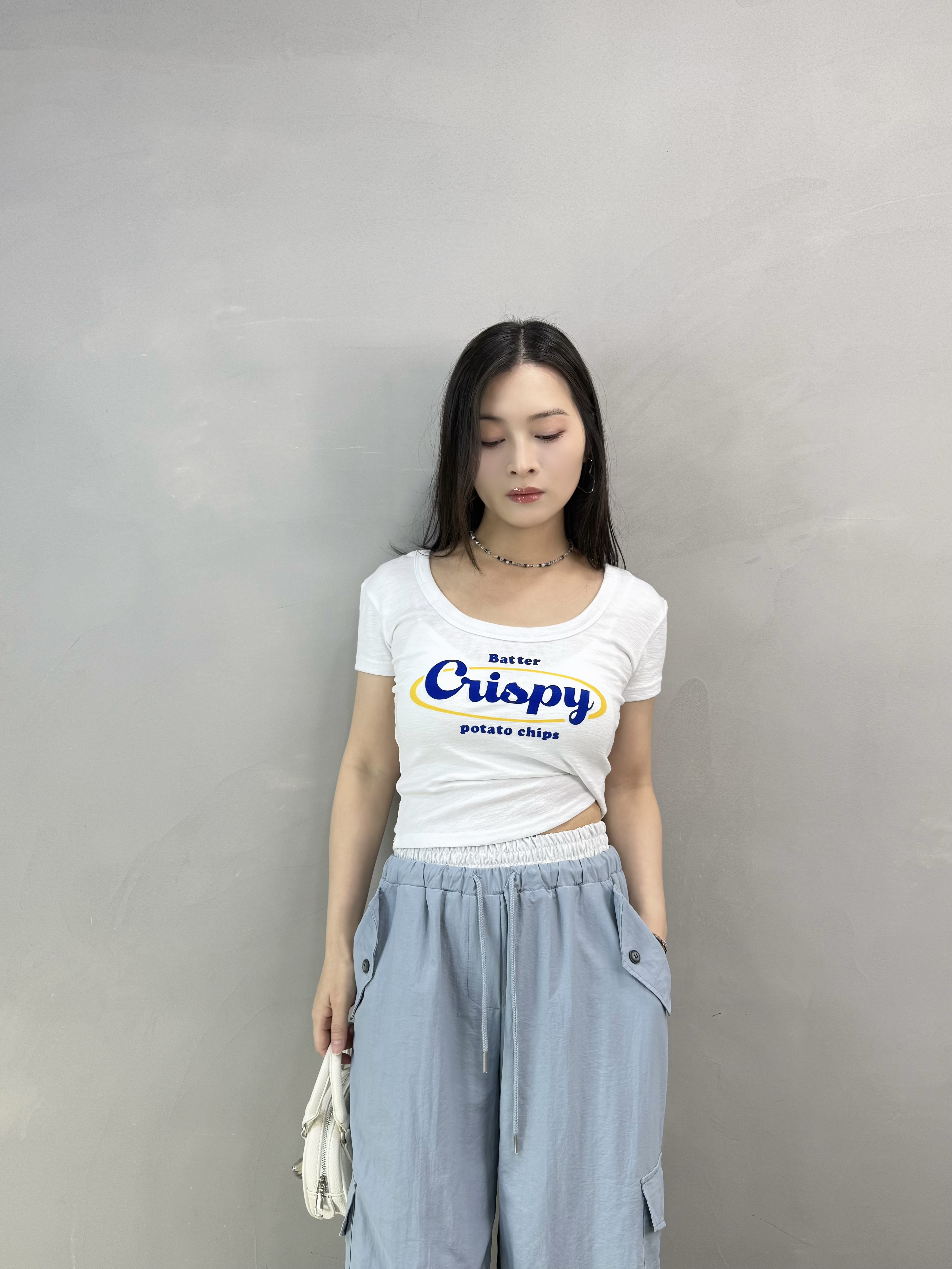 Z65 U領撞色字Tee