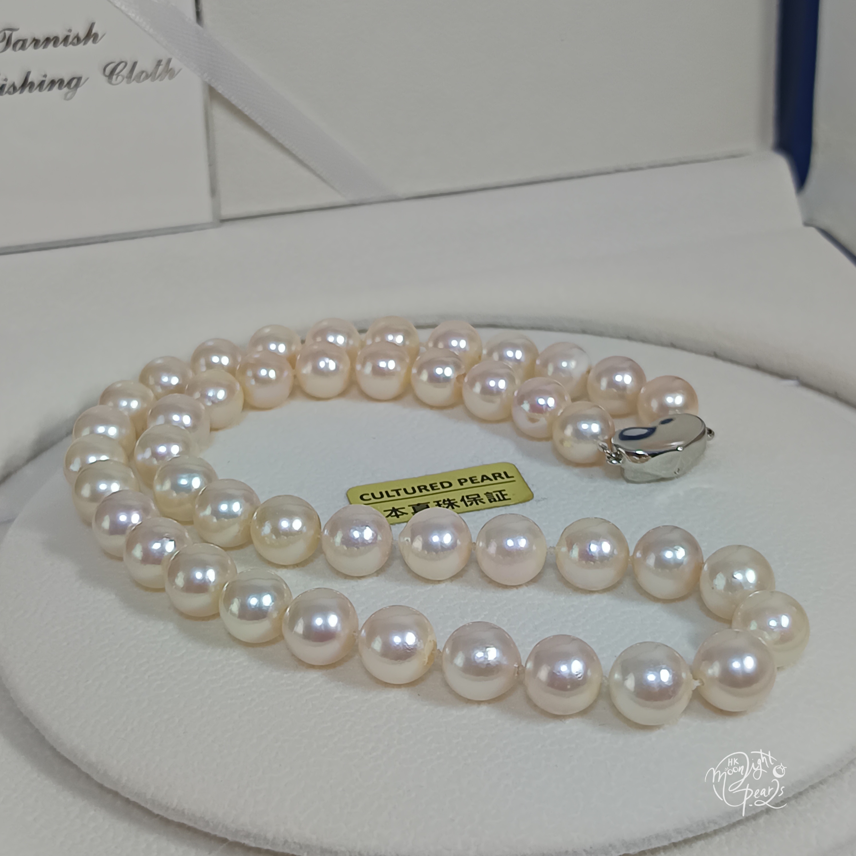 正圓極強光日本akoya香檳粉色海水珍珠925銀愛心扣項鍊