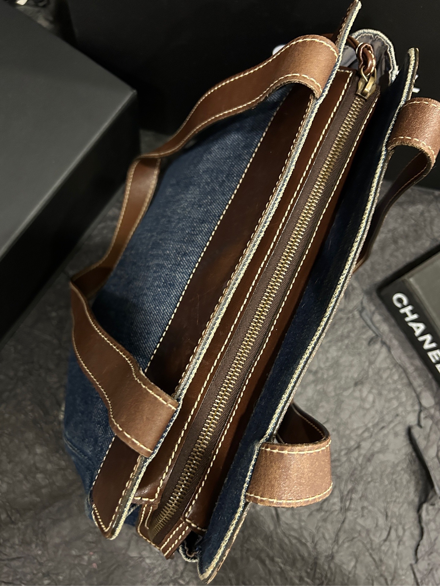 【預訂貨品】Chanel 藍色丹寧牛仔拼皮tote