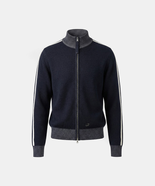 Big B Logo Full-Zip Knit Track Top - Navy Blue
