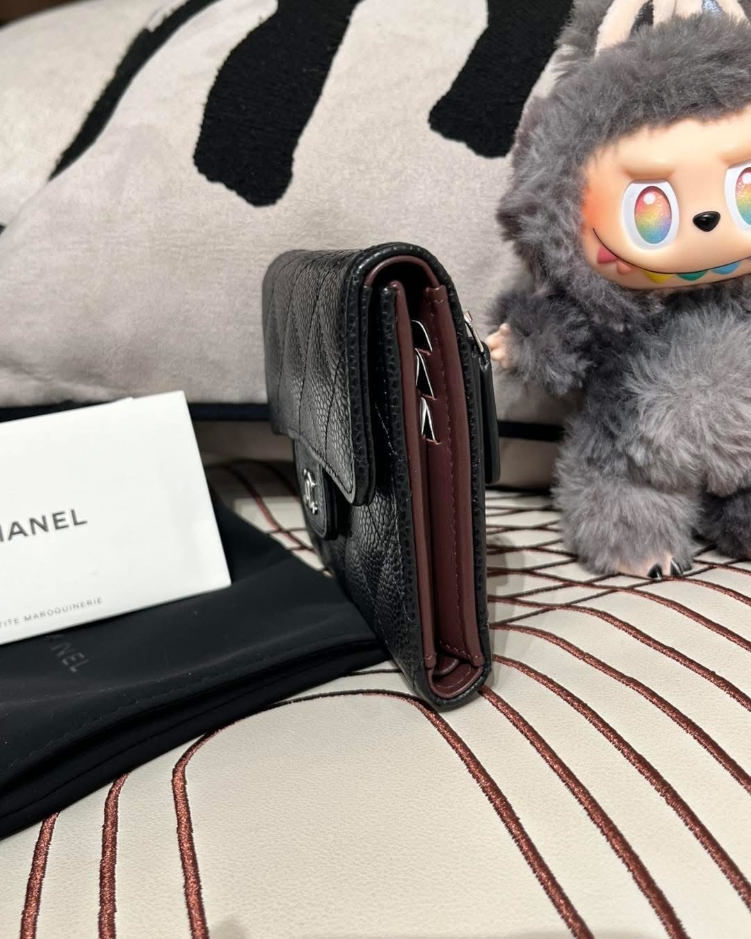 Chanel classic wallet 黑色魚子醬牛皮銀扣經典短銀包100%Authentic,99%new ✅新晶貼✅Dust bag✅ box