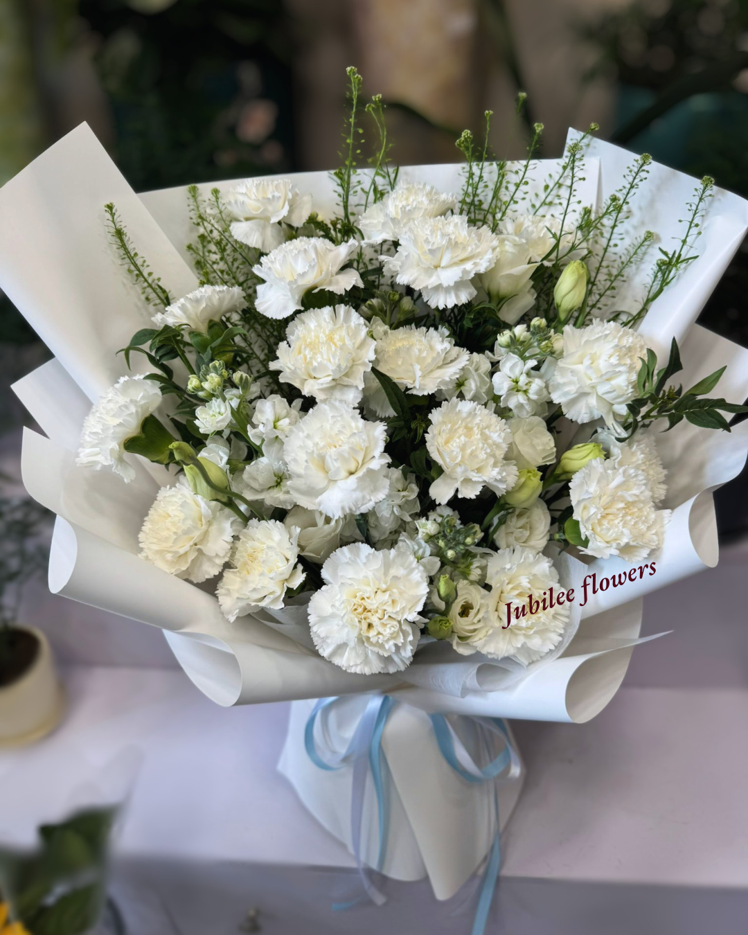 白色康乃馨 洋桔梗 花束