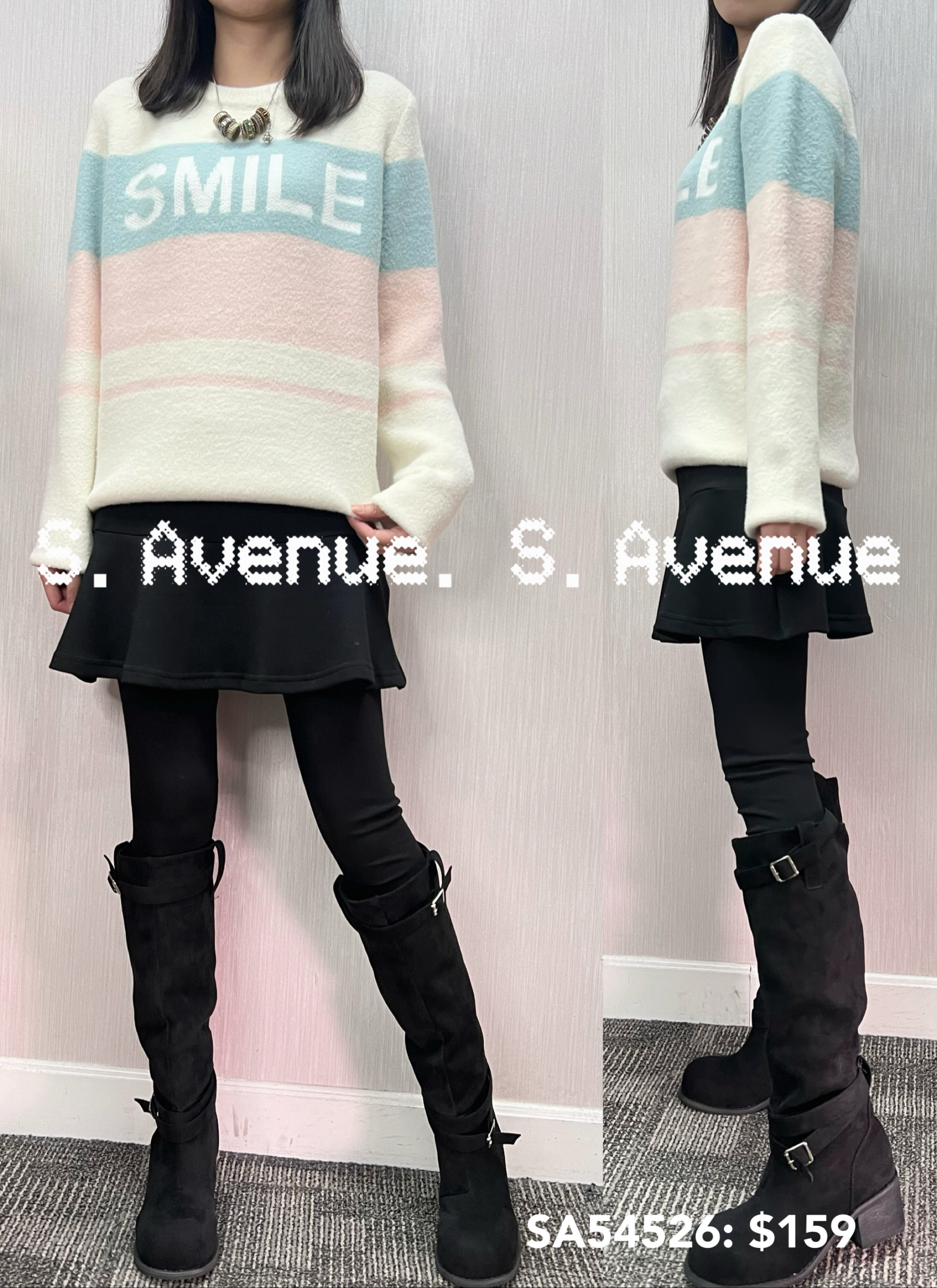 SA54526: 長袖彩間smile毛軟冷top