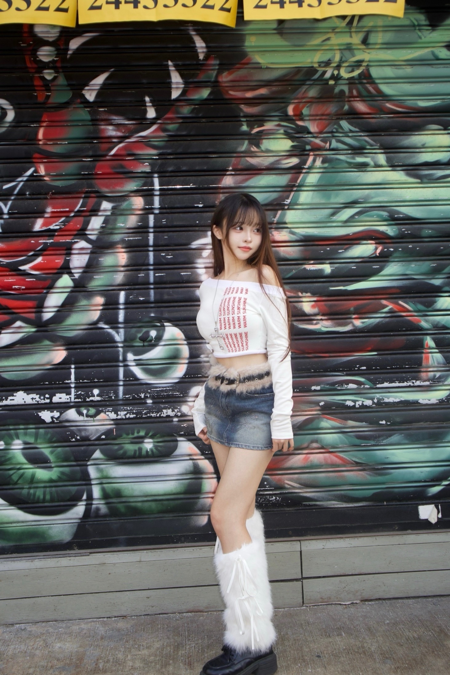 韓國撞色字句短身一字膊