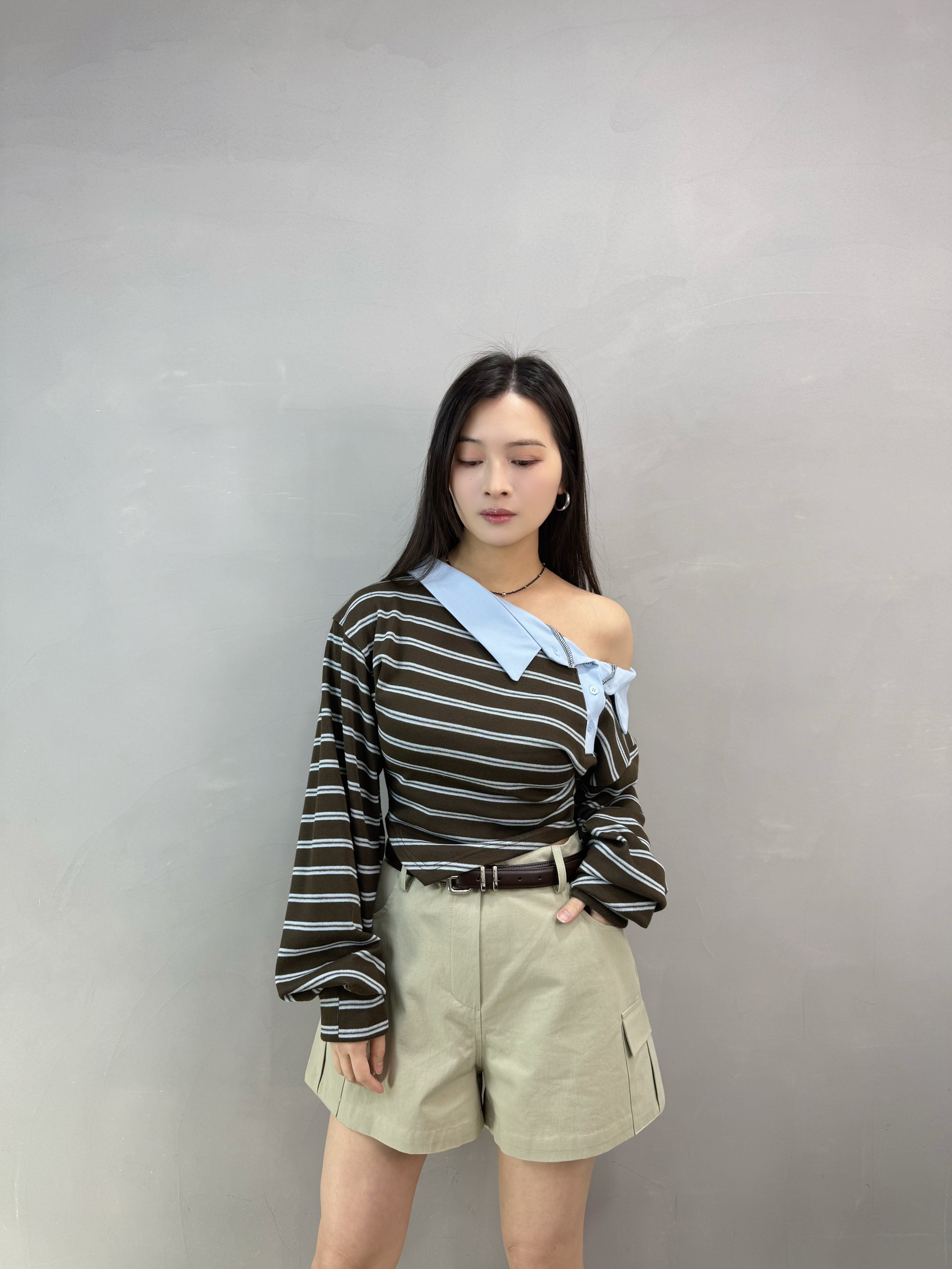 H13 Polo領扣鈕橫間top