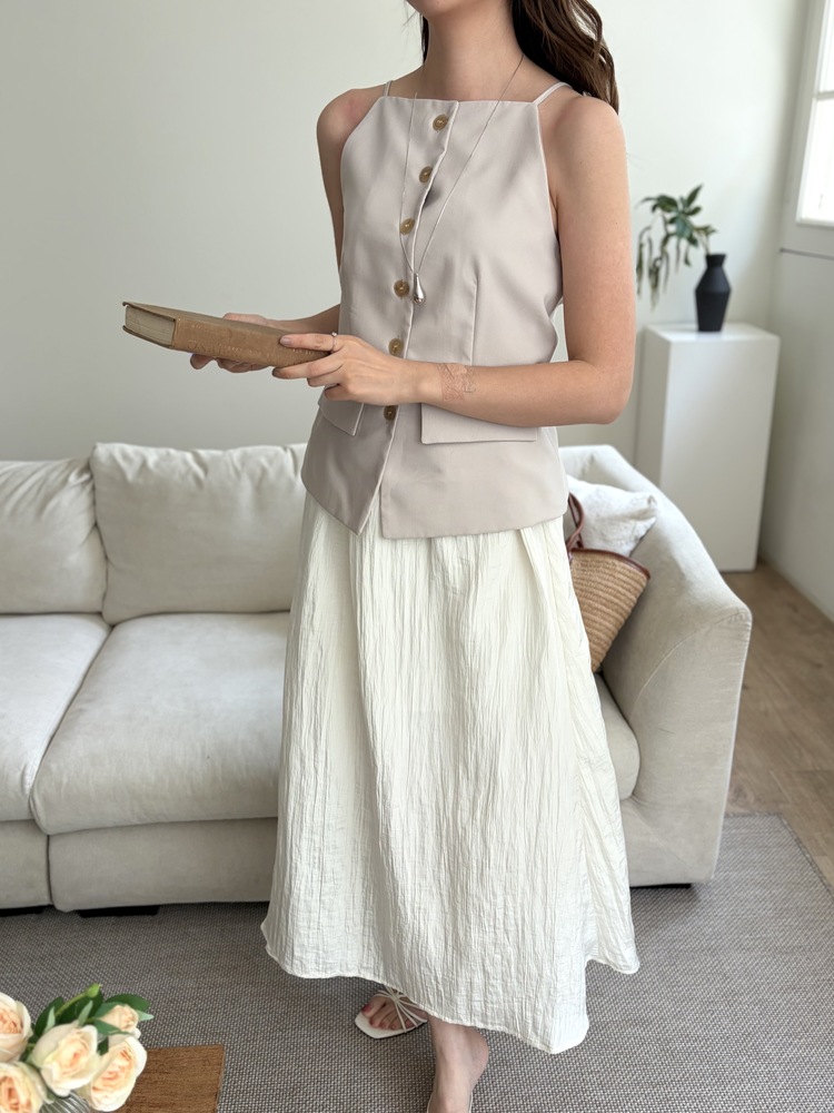 French Muse Vest Dress (Beige)