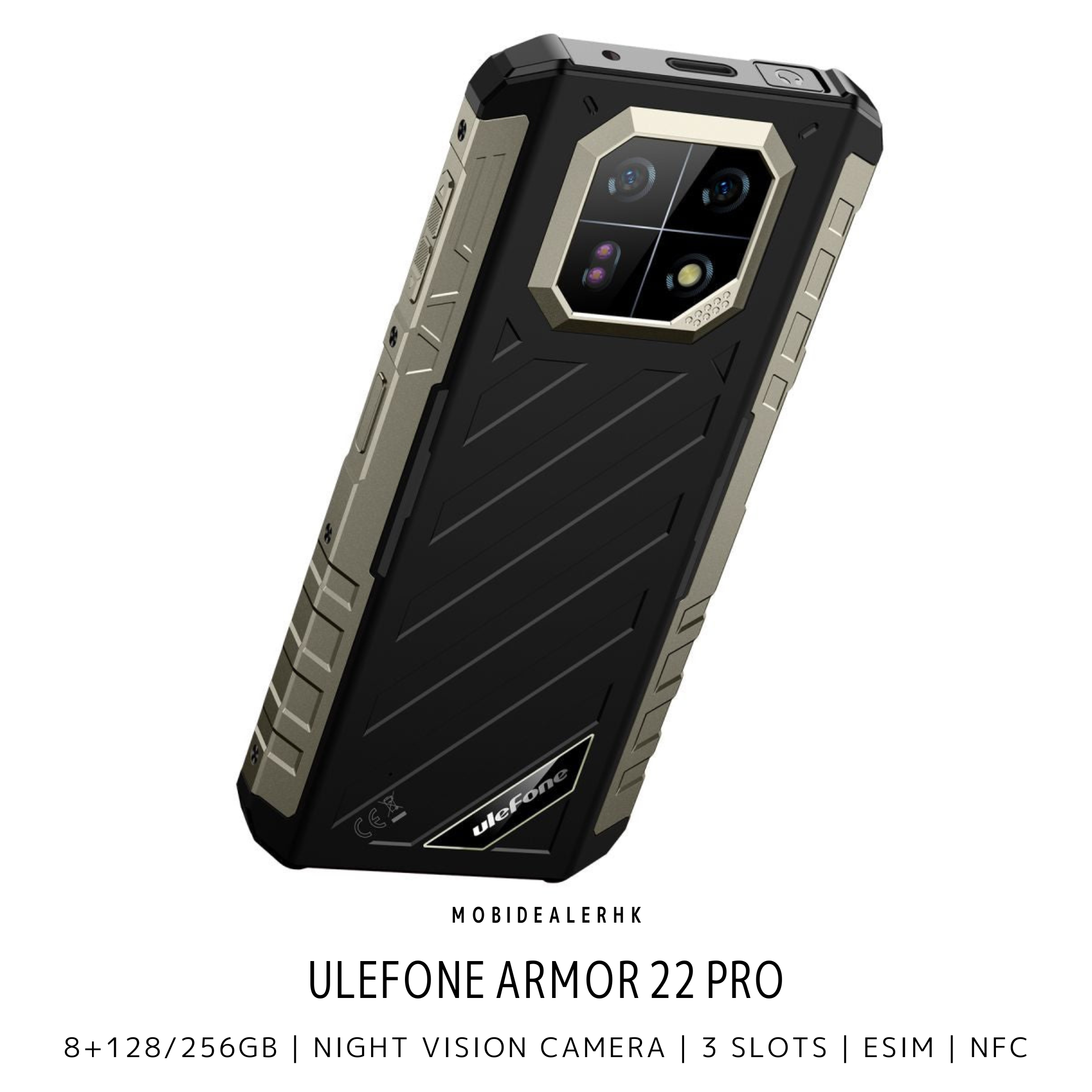 Ulefone Armor 22 Pro | 歐樂風 Armor 22 Pro | 4G | 三防手機 | 8+128/256Gb | 夜視鏡 | 3咭槽 | eSIM | NFC