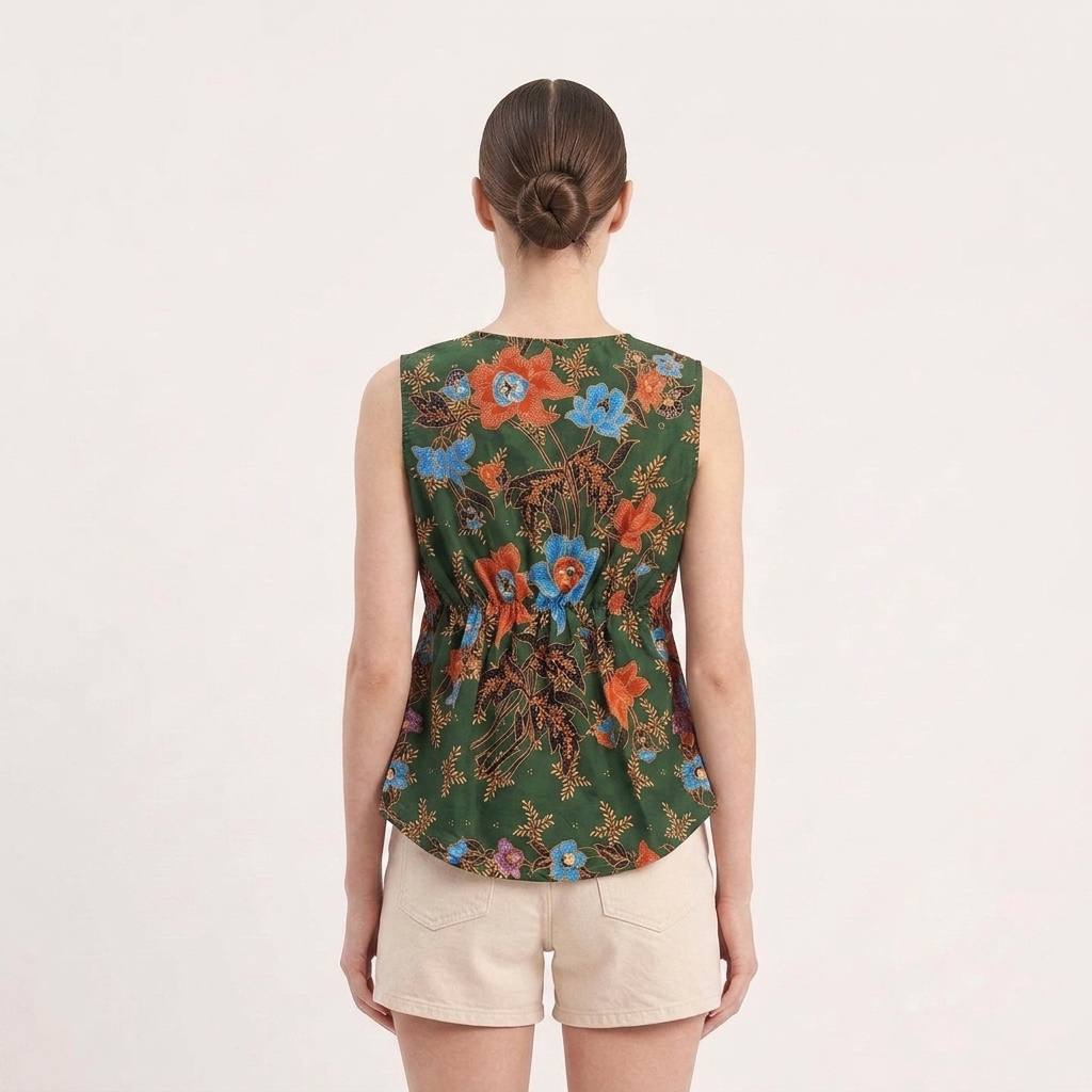 T3430 - Knotted Sleeveless Batik Top 