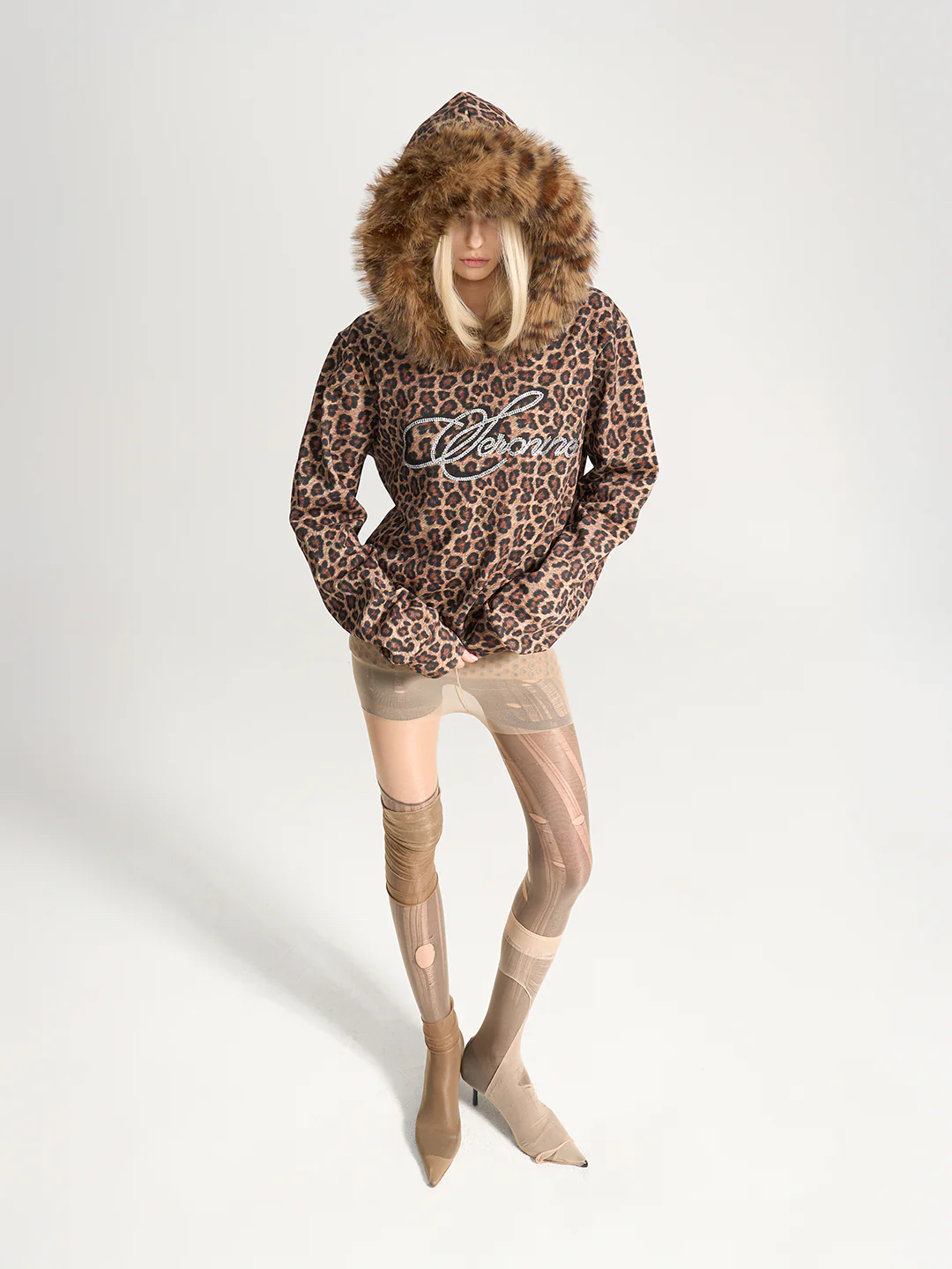 VAR-40｜PREDATOR LEOPARD · FAUX-FUR HOOD HOODIE