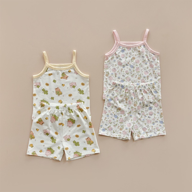 26S/S DTD夏日花草派對系列-莫代爾彈力吊帶上下套裝