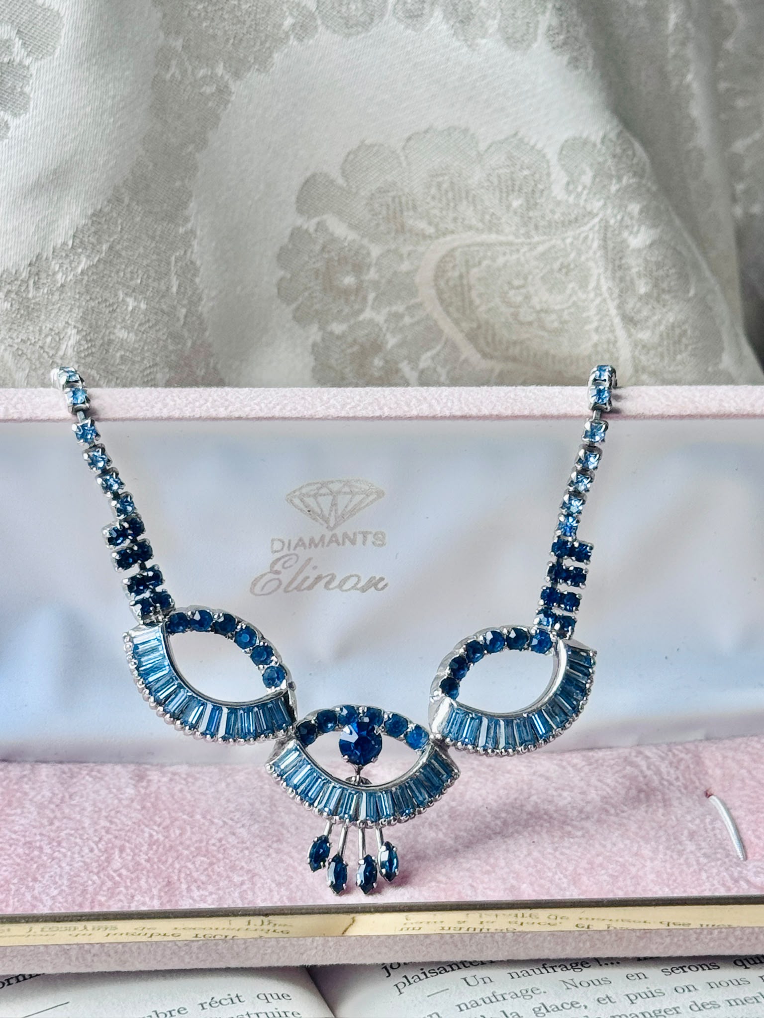 ca. 1960s Canadian Designer "Keyes" Three Loops Austrian Crystal Day & Night Cocktail Necklace (MT2607)