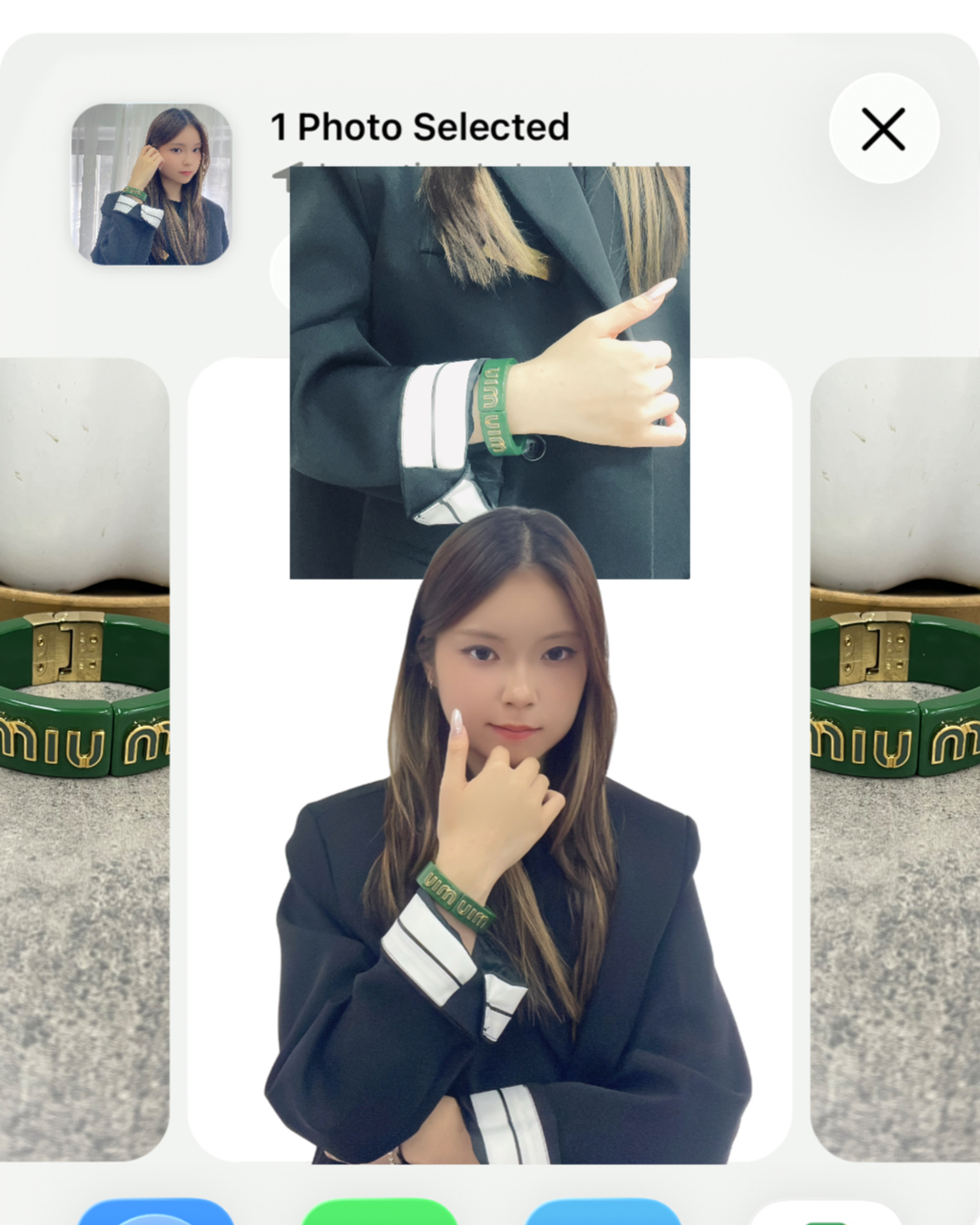 Pre-owned Miu Miu green Plexiglas logo bracelet / Product Code: 26050620