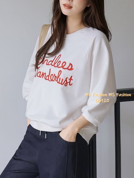 G6120 韓國🇰🇷刺繡潦草字母top