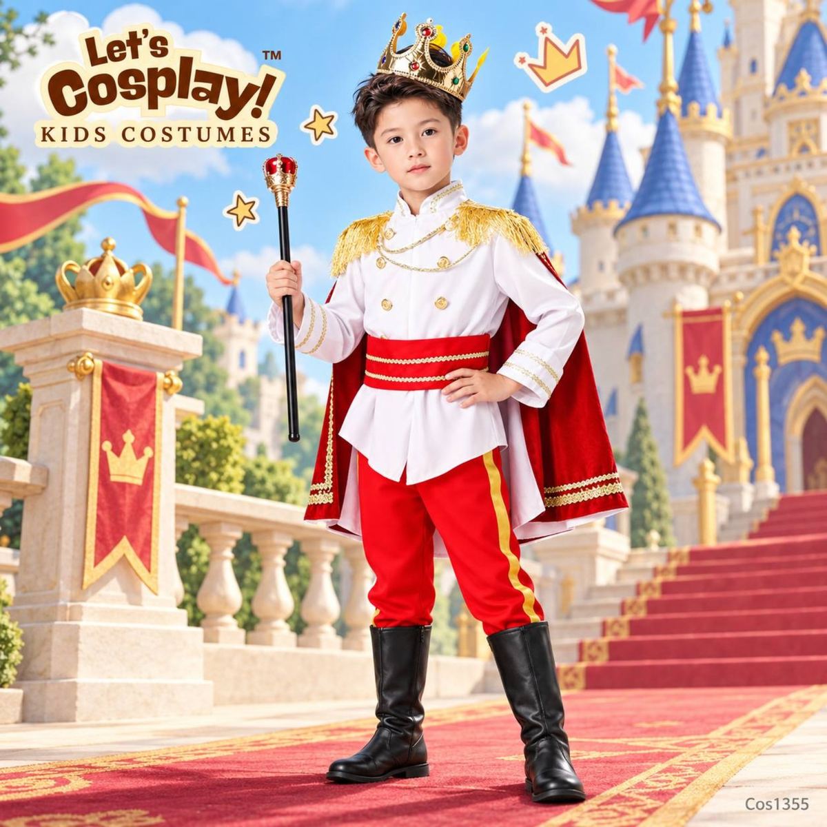 兒童童話故事王子服裝 童話國王皇帝Cosplay皇冠披風套裝｜世界閱讀日童話角色扮演服裝｜Let's Cosplay