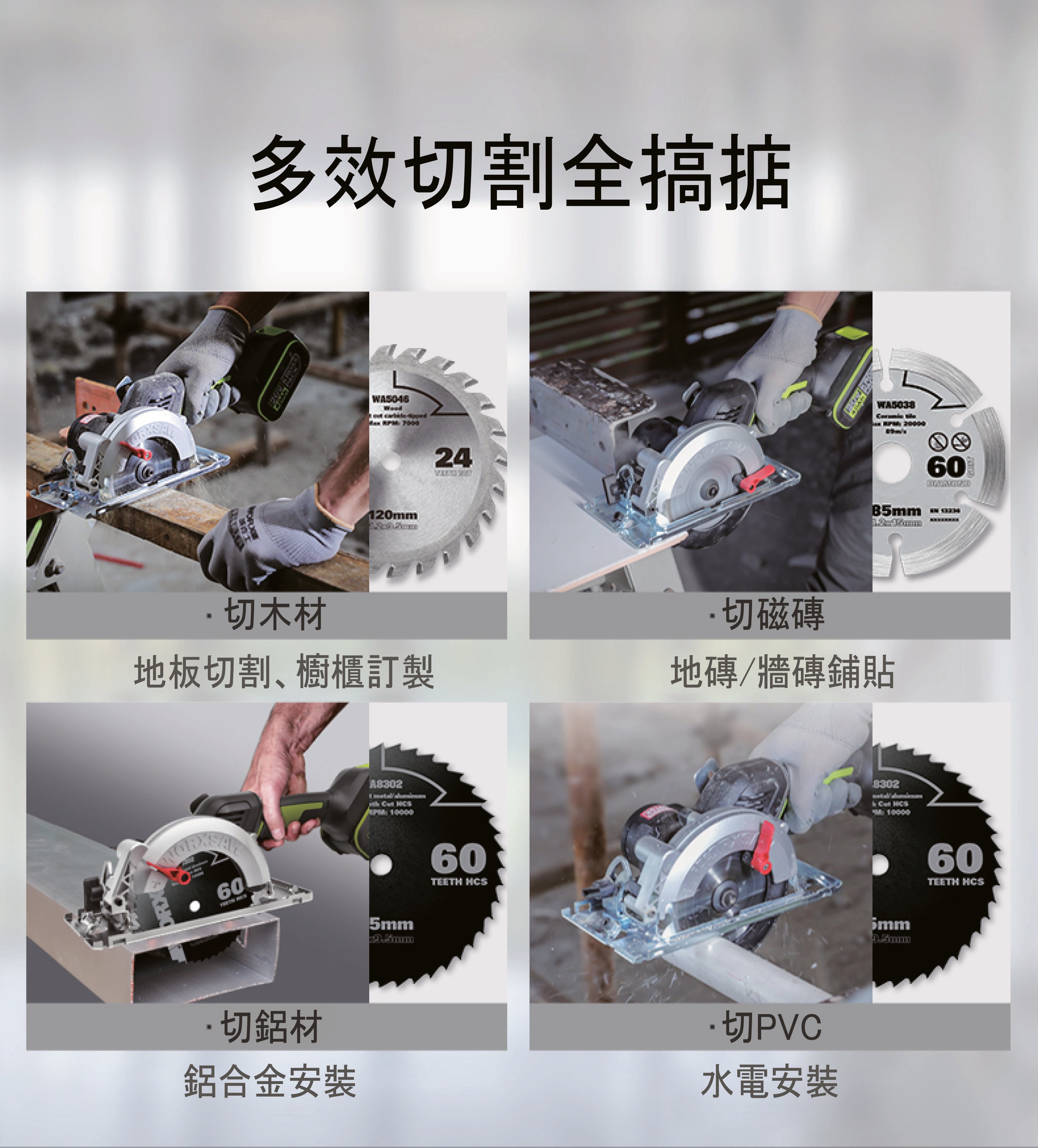 WORX WU533 120mm鋰電無碳電圓鋸 (4.0Ah電x2+6A充電器)