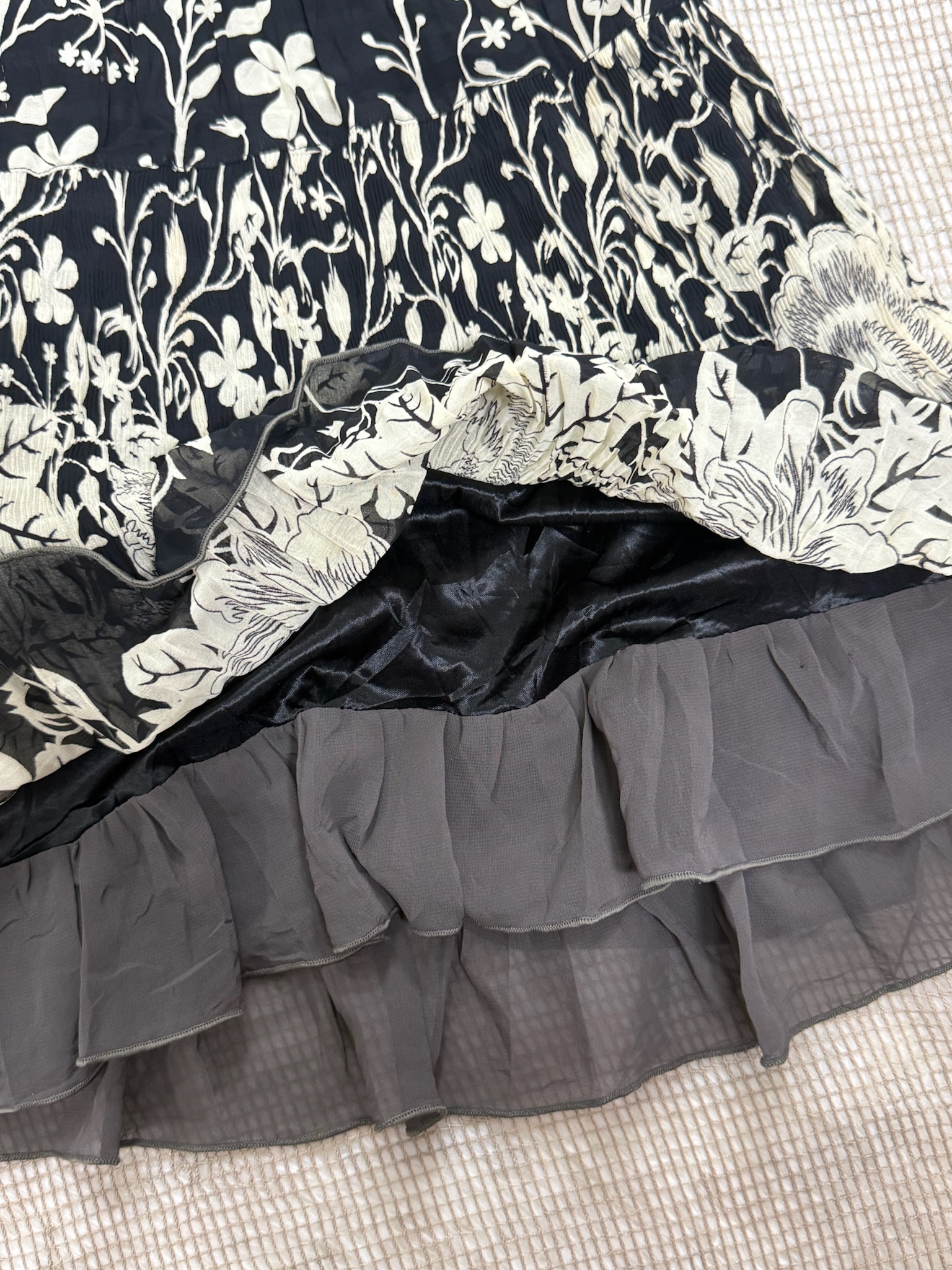 Romantic Goth Floral Flared Skirt