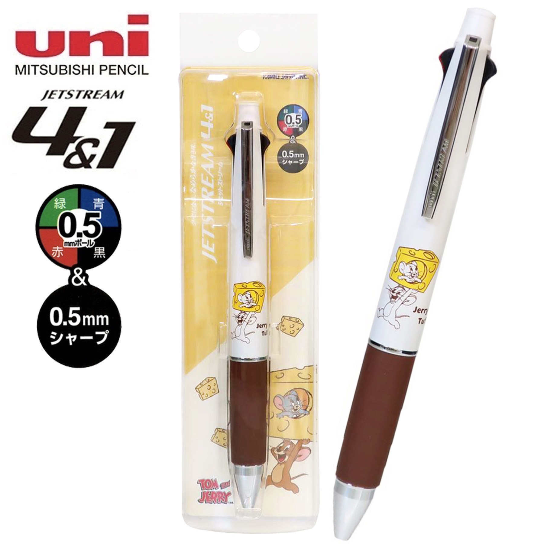 現貨｜Jerry and Tuffy Tom and Jerry 湯姆與謝利 日本製 uni Jetstream 4&1 多功能 5用筆 0.5mm 4色原子筆 + 0.5mm 鉛芯筆 (308054)