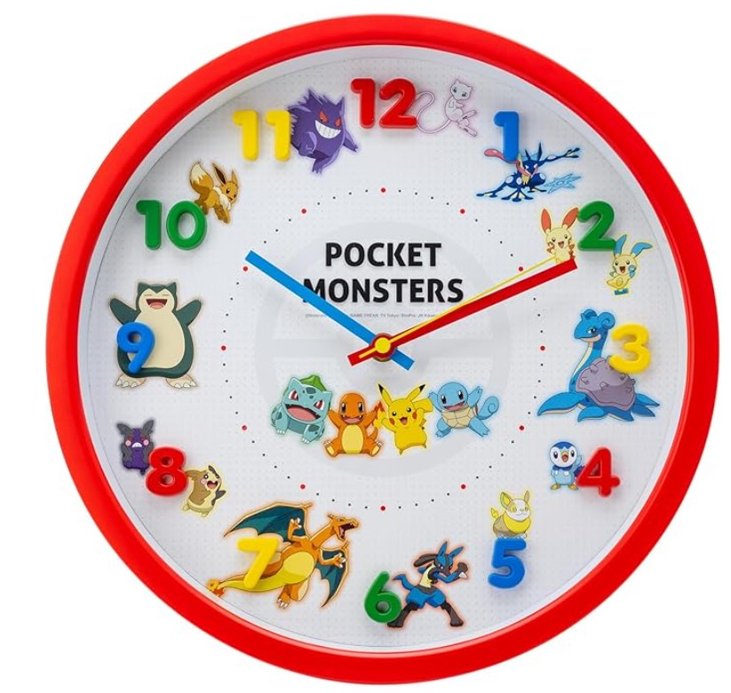 日本兒童掛牆時鐘 Pokemon比卡超掛牆鐘 靜音掃秒立體數字30cm 房間裝飾禮物