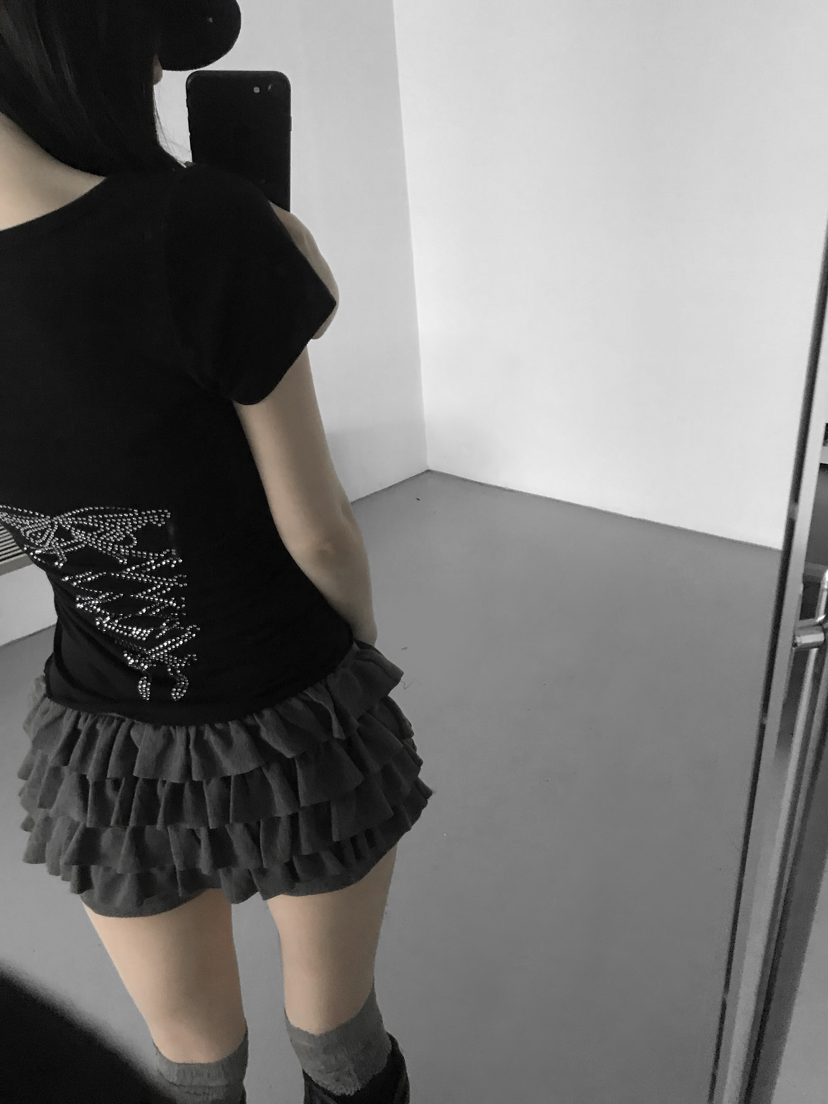 Rhinestone Lace-up Fitted Tee