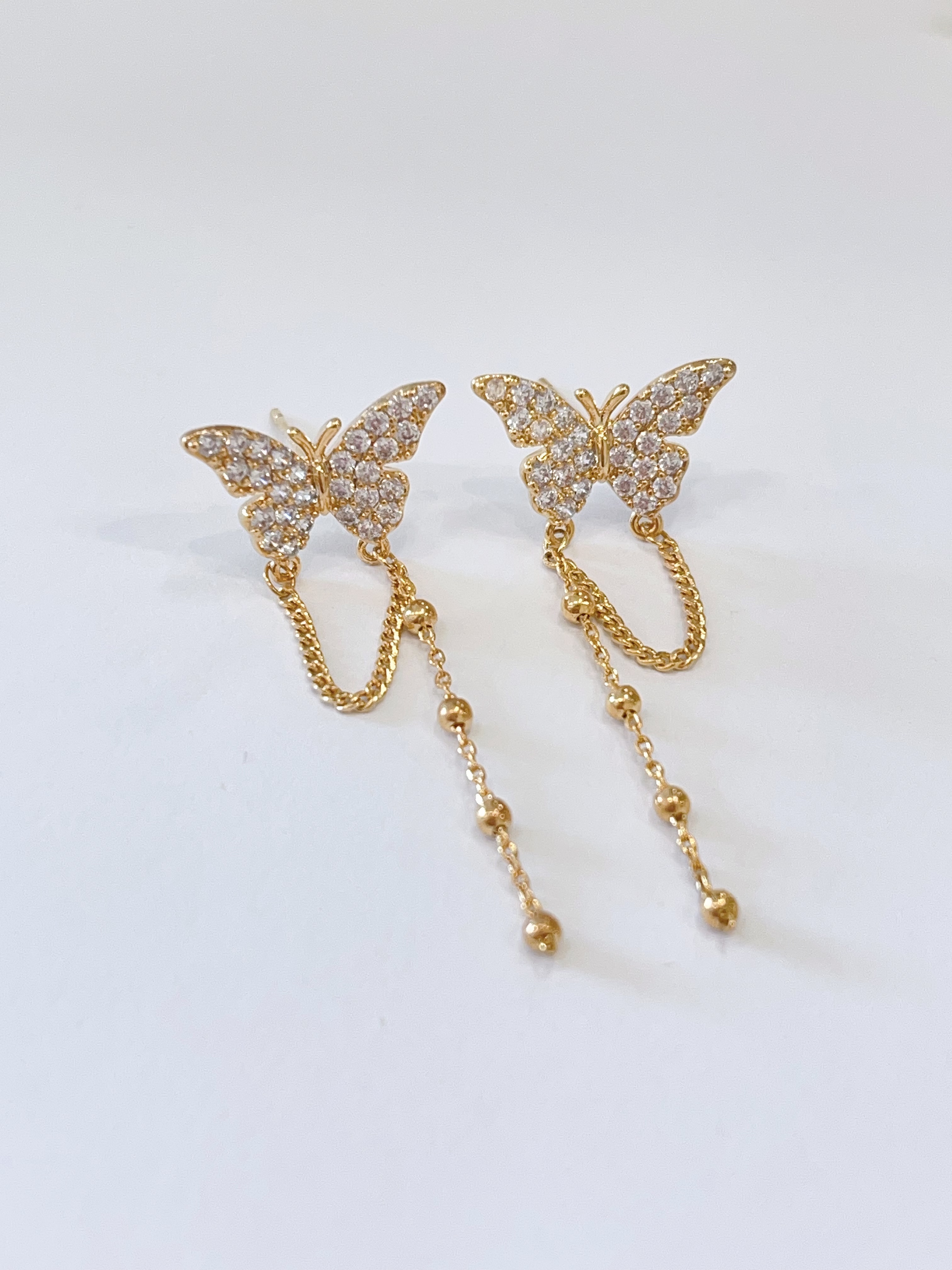 法式轻奢蝶翼流苏耳环