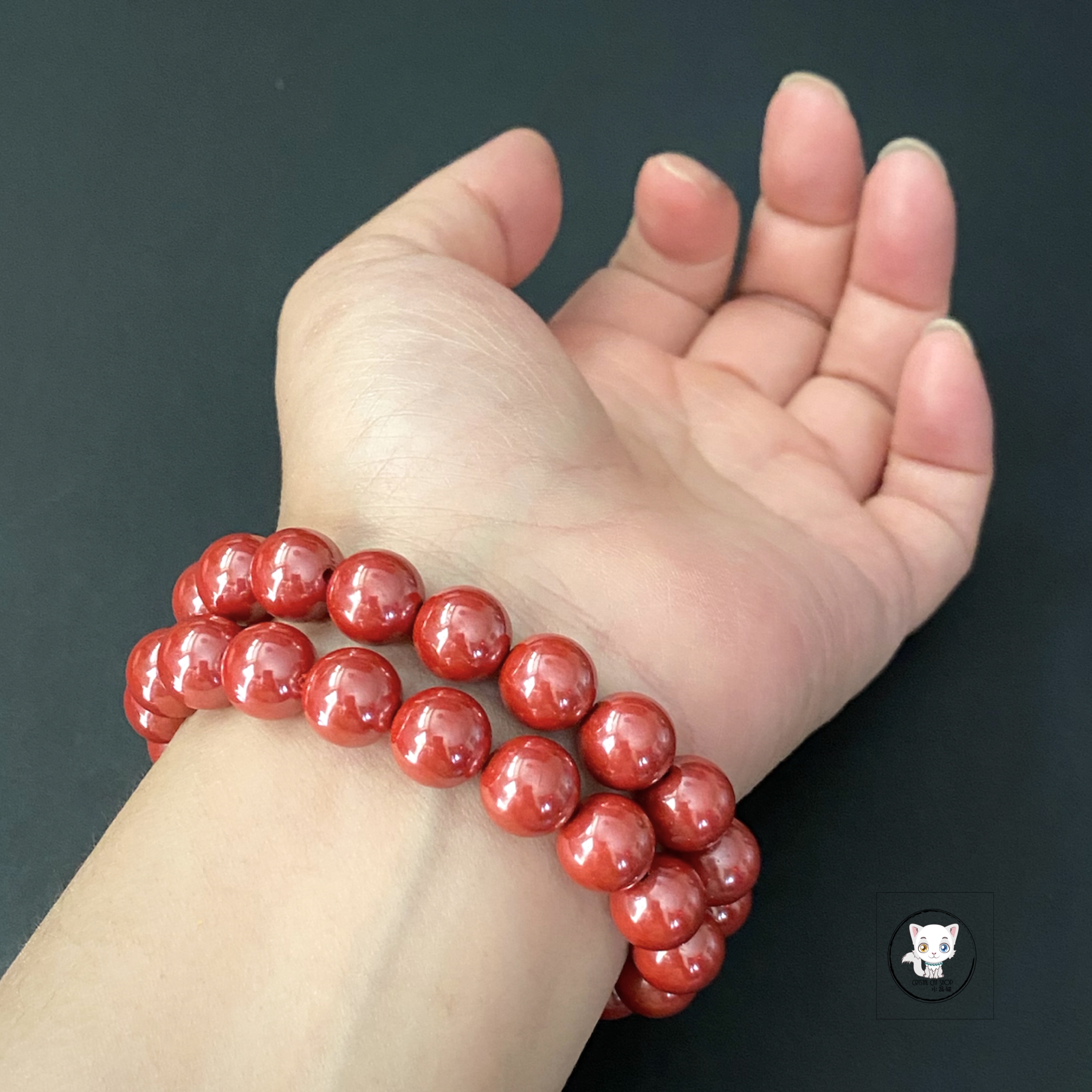 高拋帝王硃砂手鏈10mm