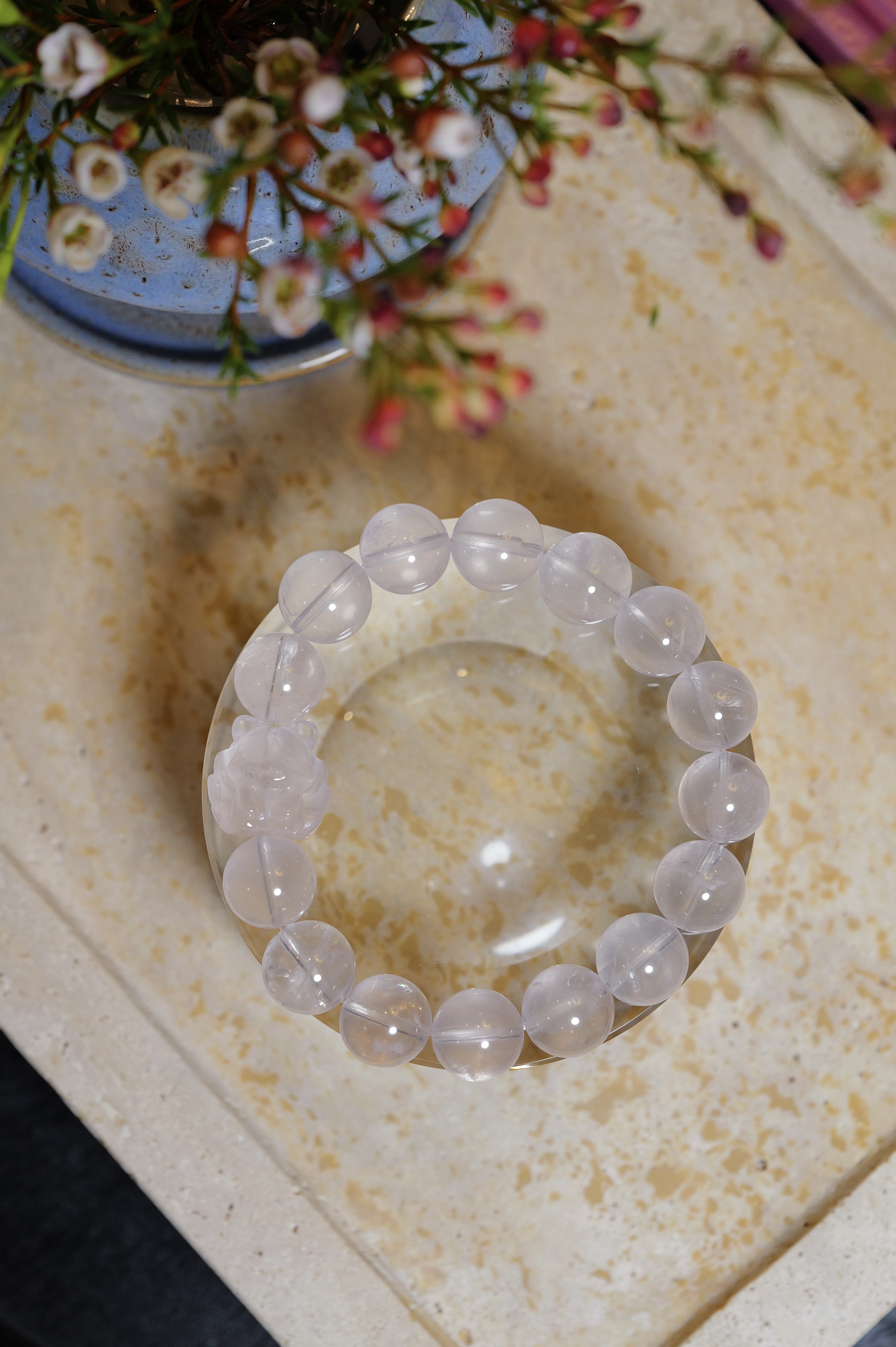 ༒手圍18cm ‘12mm小狐粉水晶手串༒  LA.2072H25G5T-RB20*A9F