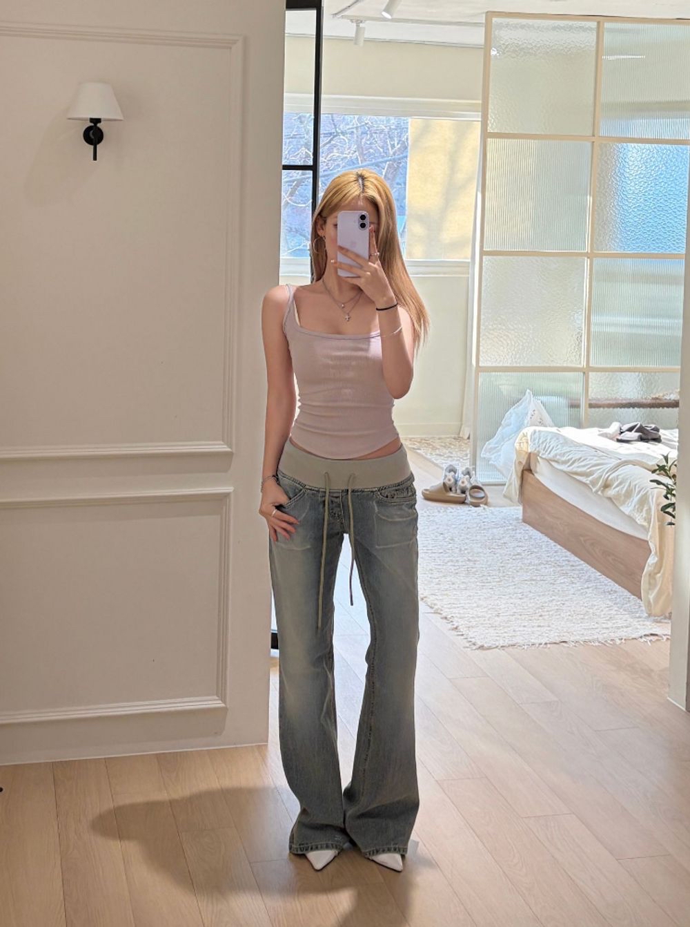 Banding Drawstring Bootcut Jeans