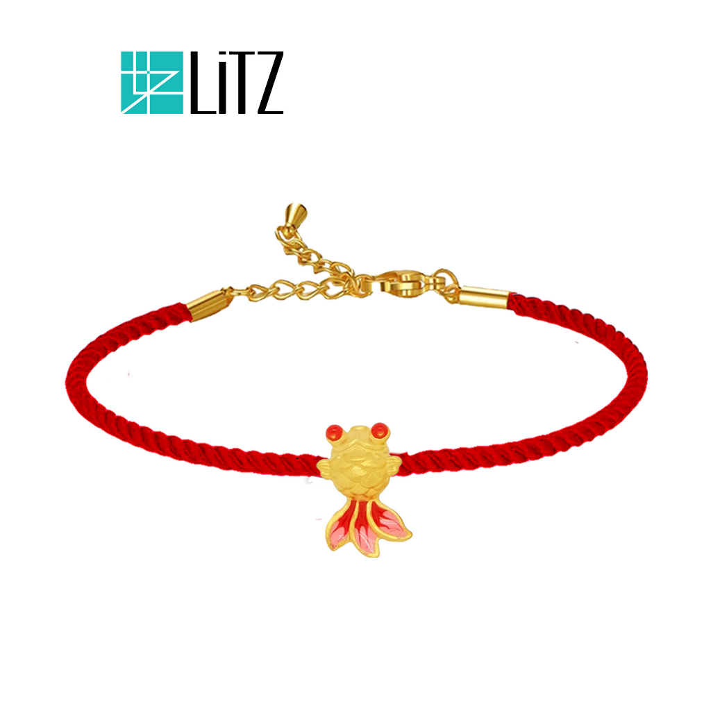 [SPECIAL] LITZ 999 (24K) Gold Fish Charm With Bracelet 金鱼手绳 EPC0917-B（0.10g+/-）