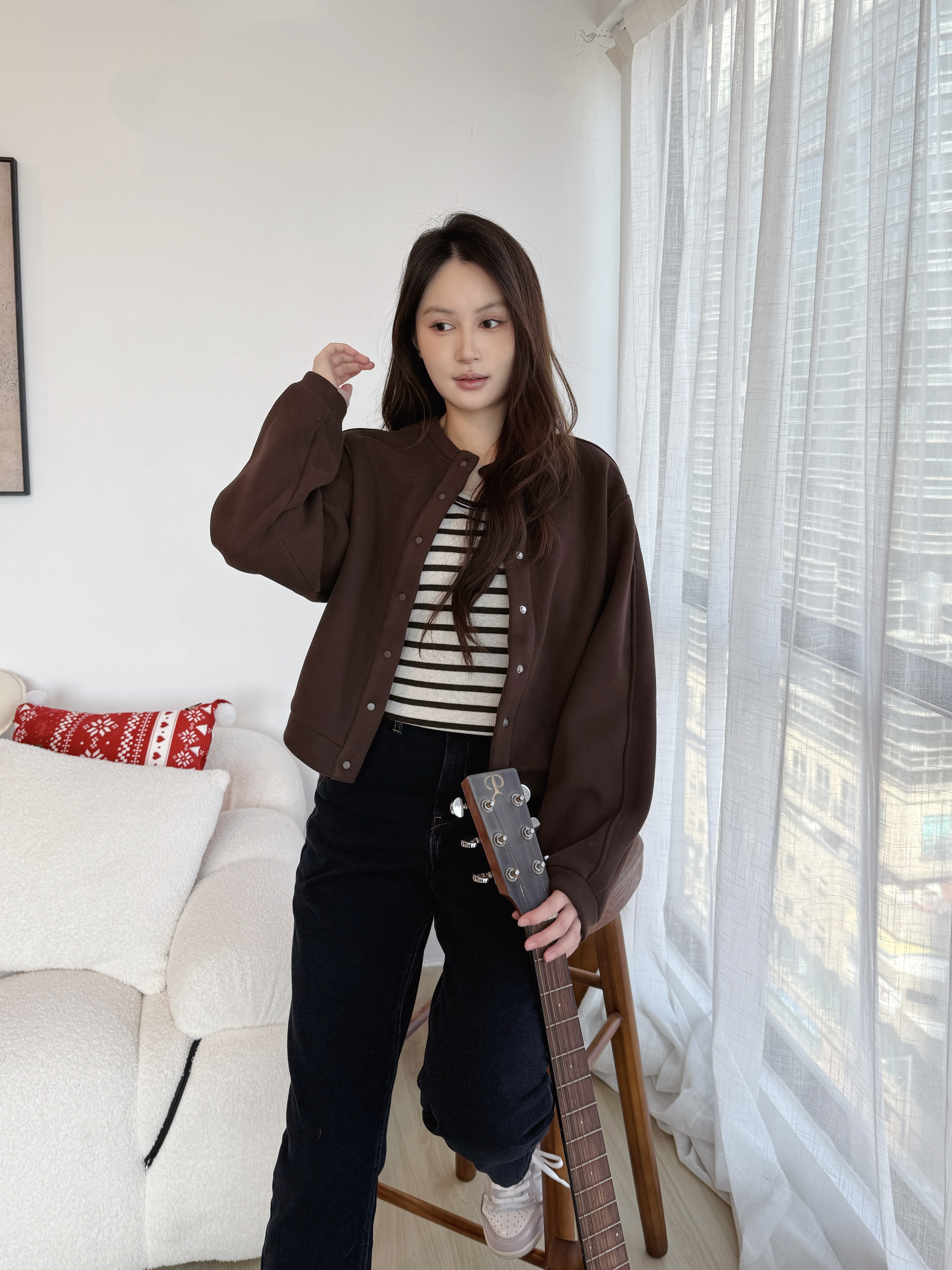 🇰🇷 間條背心棒球Set (碳灰色)