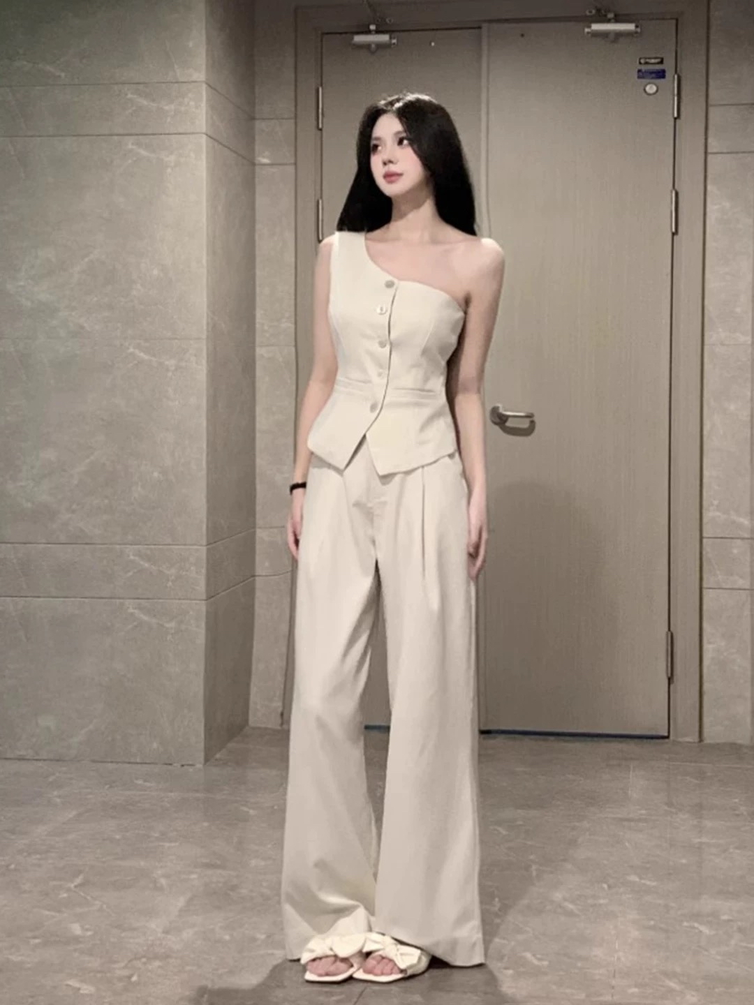 S10010 斜肩西装套装