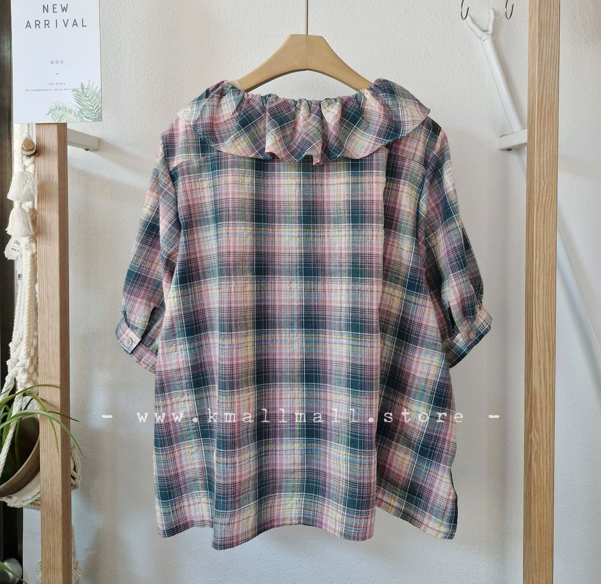 🌼初春優惠🍀 撞色格仔Ruffle Top