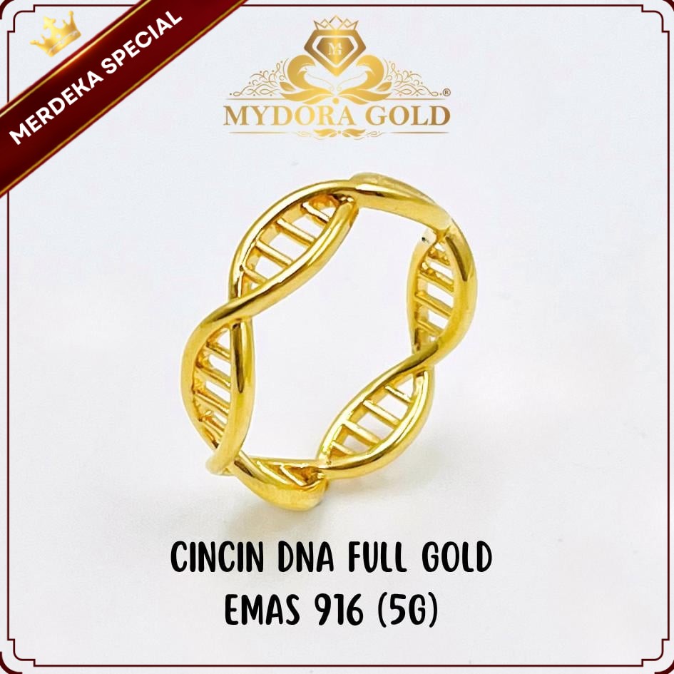 MYDORA Cincin DNA Full Gold 5G | Emas 916/22k