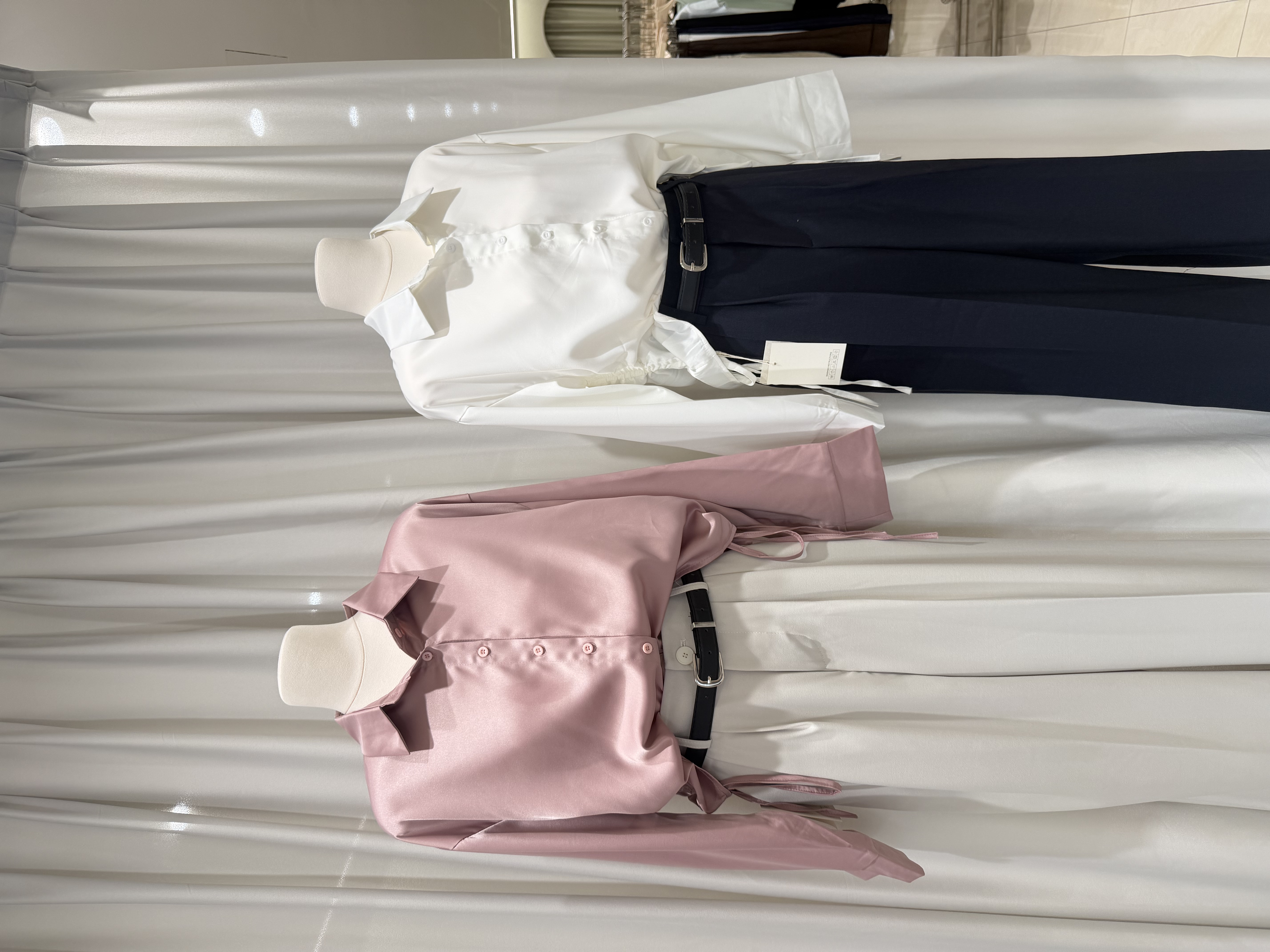 6506 高级感缎面抽绳衬衫