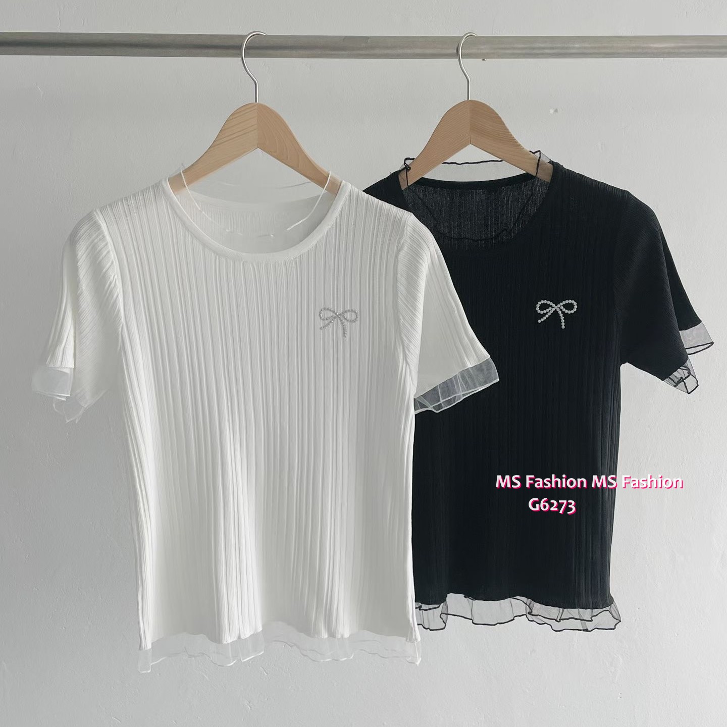 G6273 韓國🇰🇷暗直紋小蝴蝶top