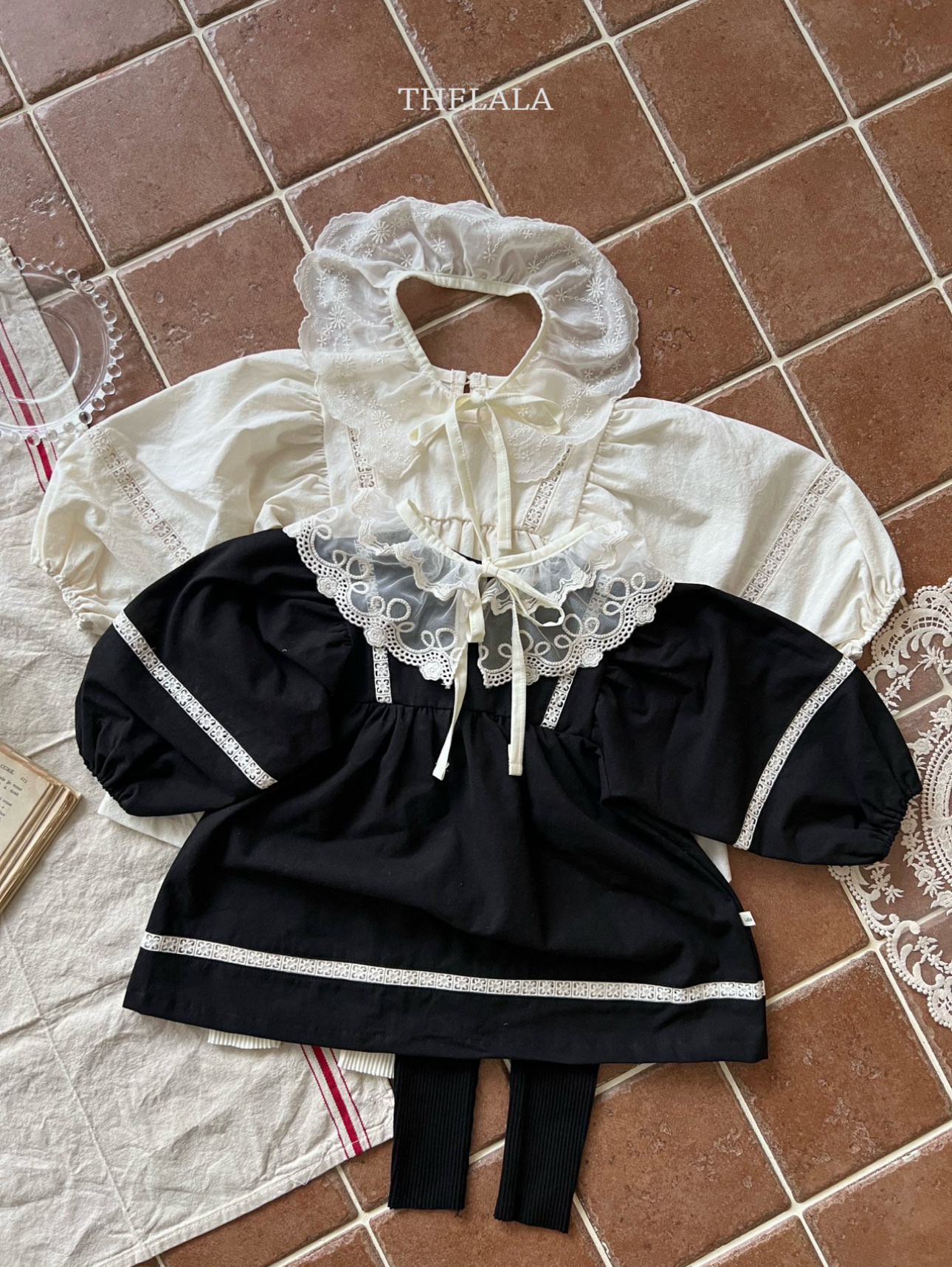 🌸預訂 韓國直送🌸🇰🇷THELALA兩色蕾絲花邊長袖連身裙