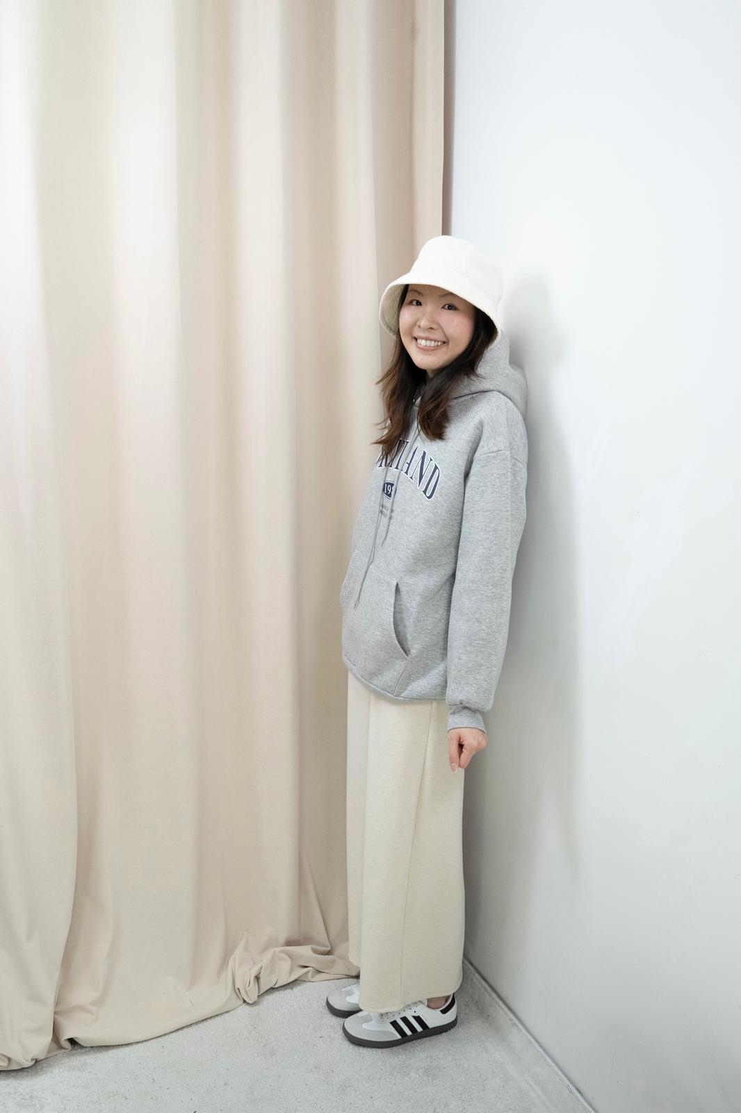 加絨有帽文字衞衣（灰色）