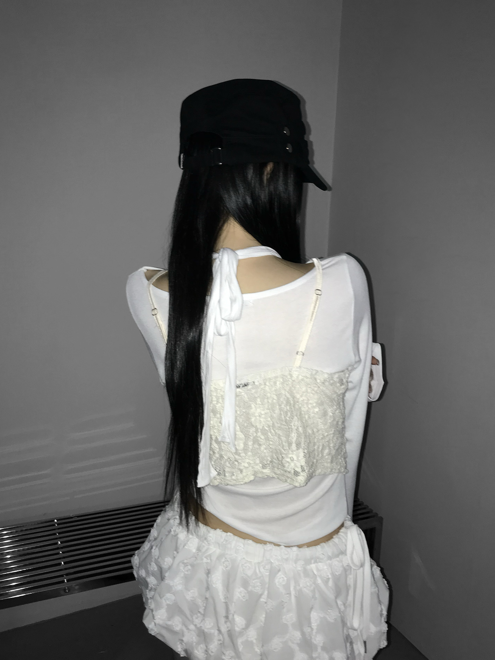 Sheer Lace Ruffled Cami