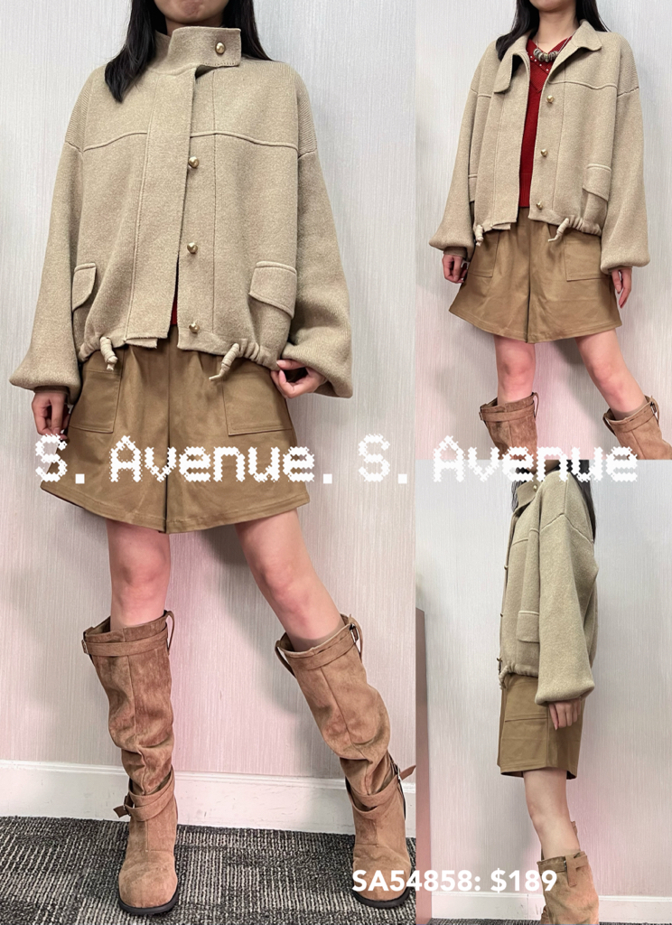 SA54858: 長袖企領有鈕前有骨冷褸