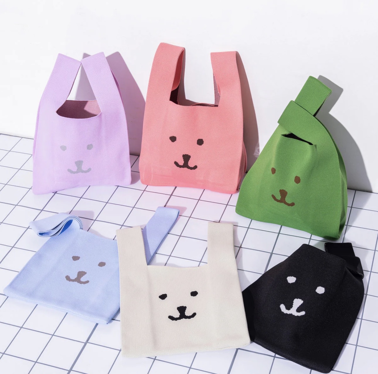 自嘲熊彩色針織袋