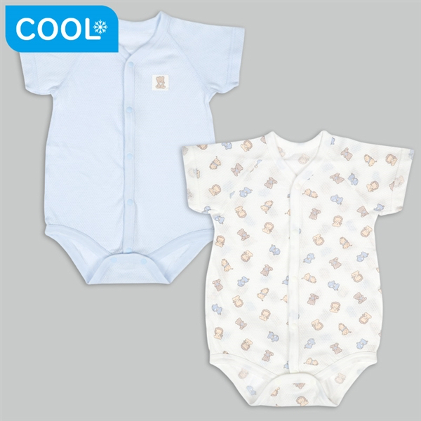 🇯🇵預訂 日本直送🇯🇵動物印花純棉網眼前開式短袖背心包屁衣兩件套