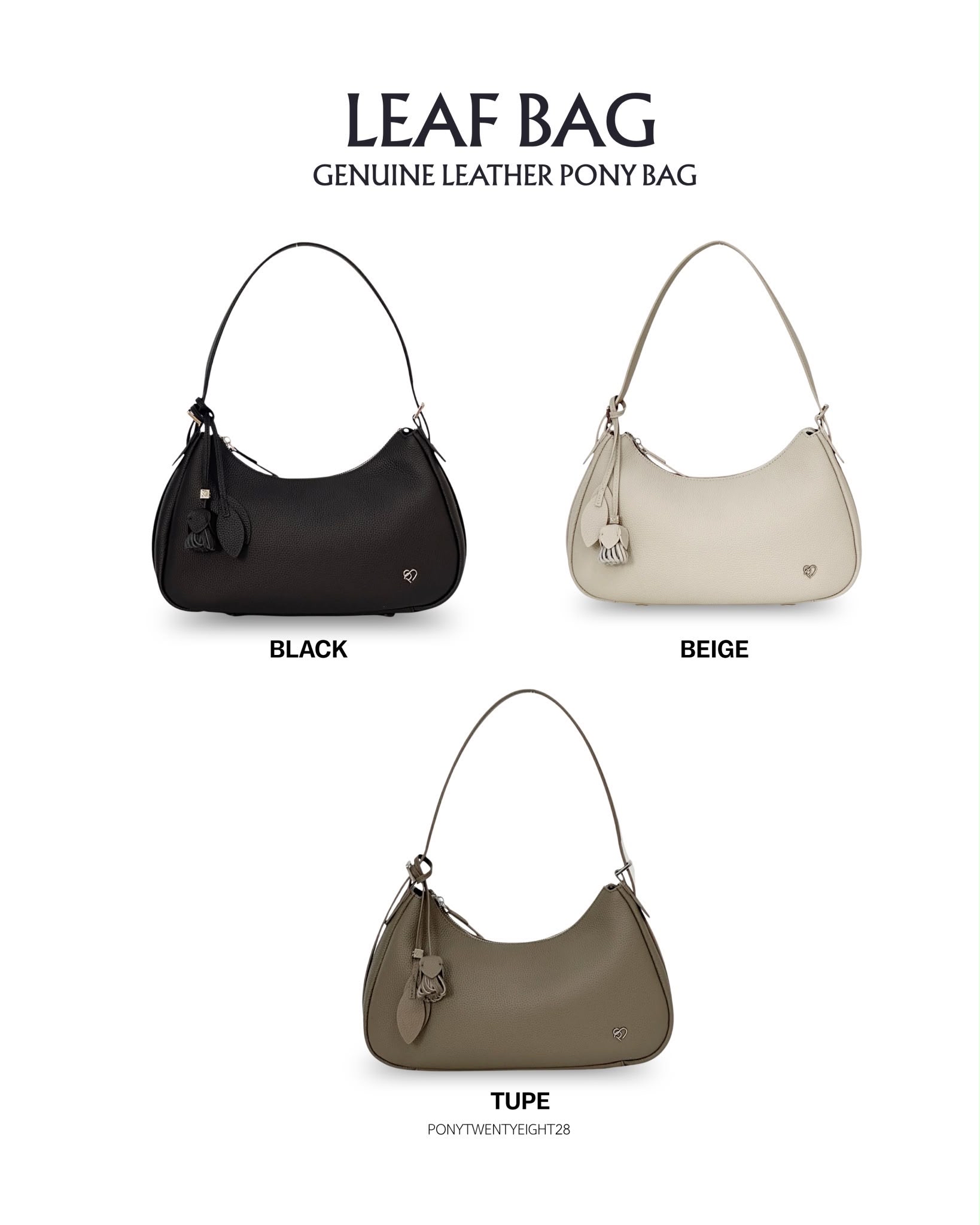 PONYTWENTYEIGHT LEAF BAG 真皮小馬包